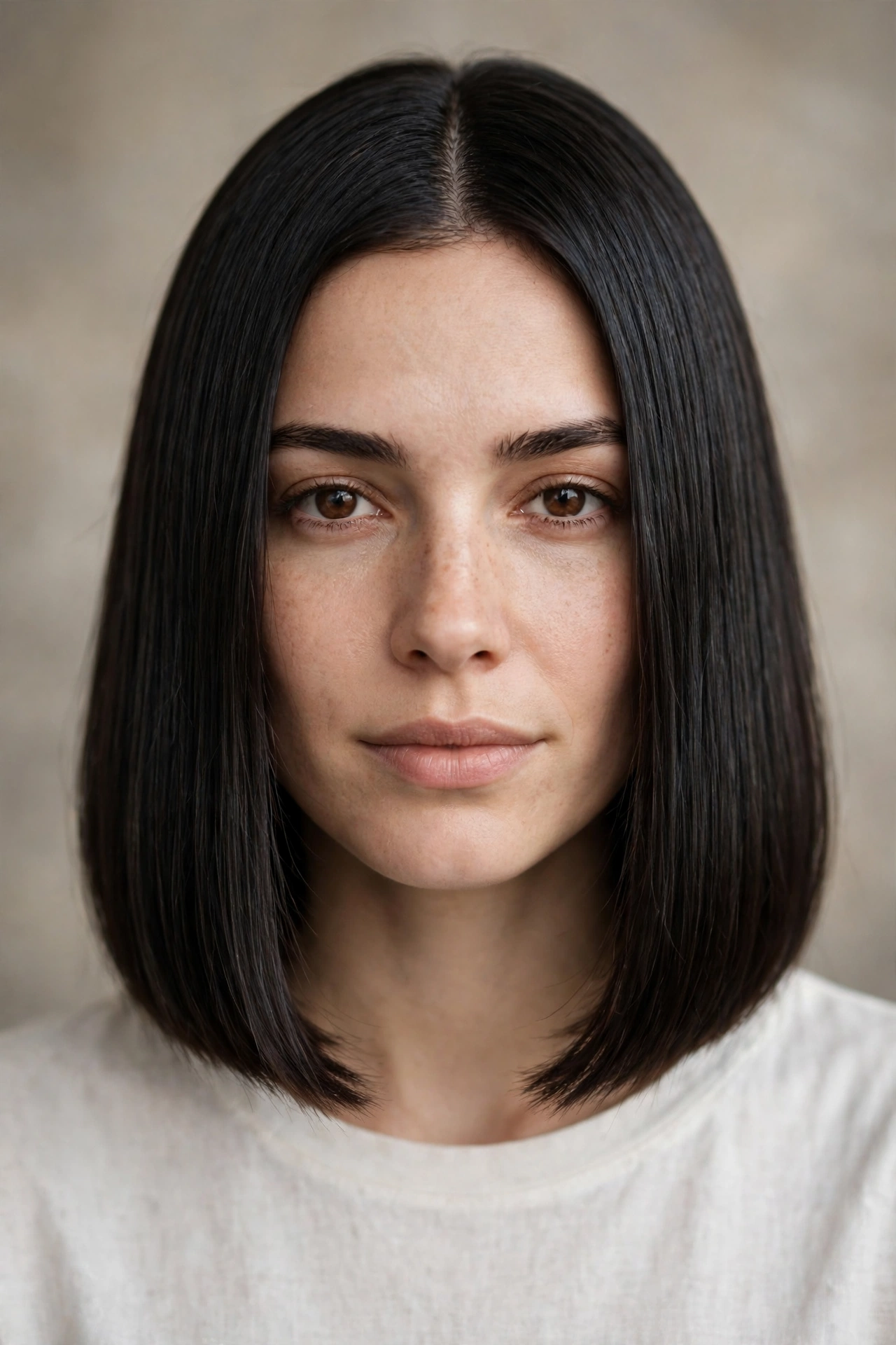 Classic middle part reset on a blunt bob