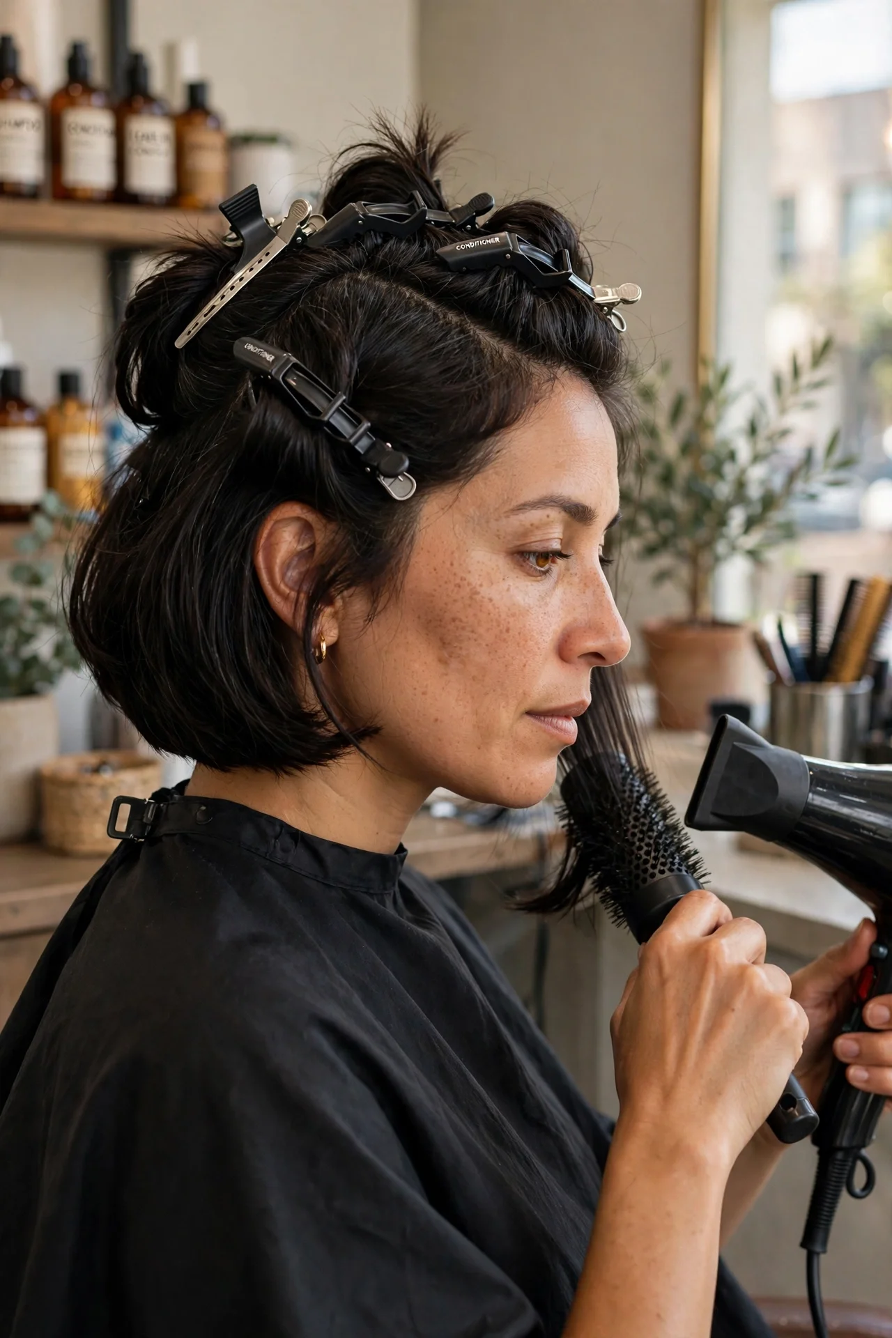 Sectioned styling for thick hair french bob