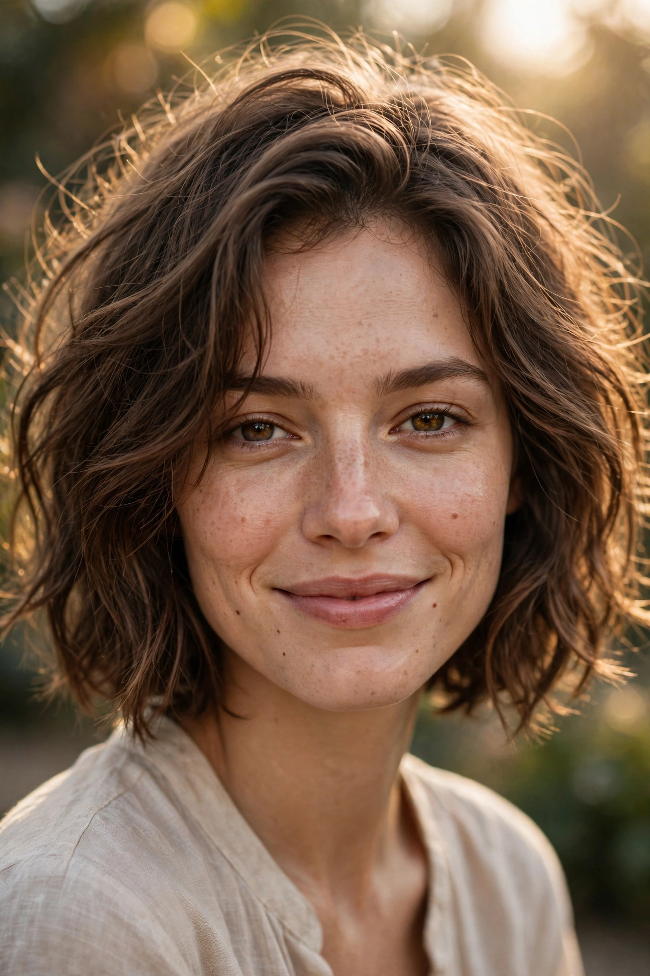 Tousled air dried bob with natural wave texture