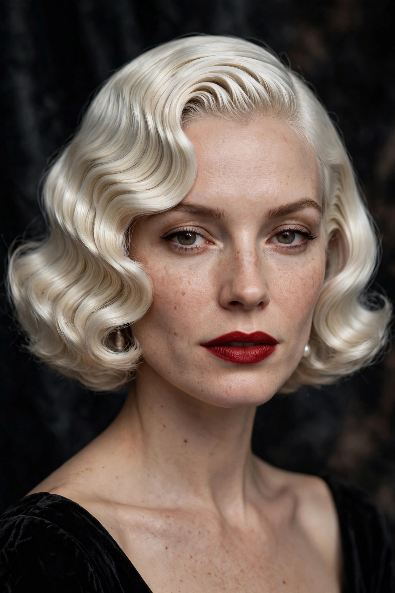 Vintage finger waves sculpted on a classic bob