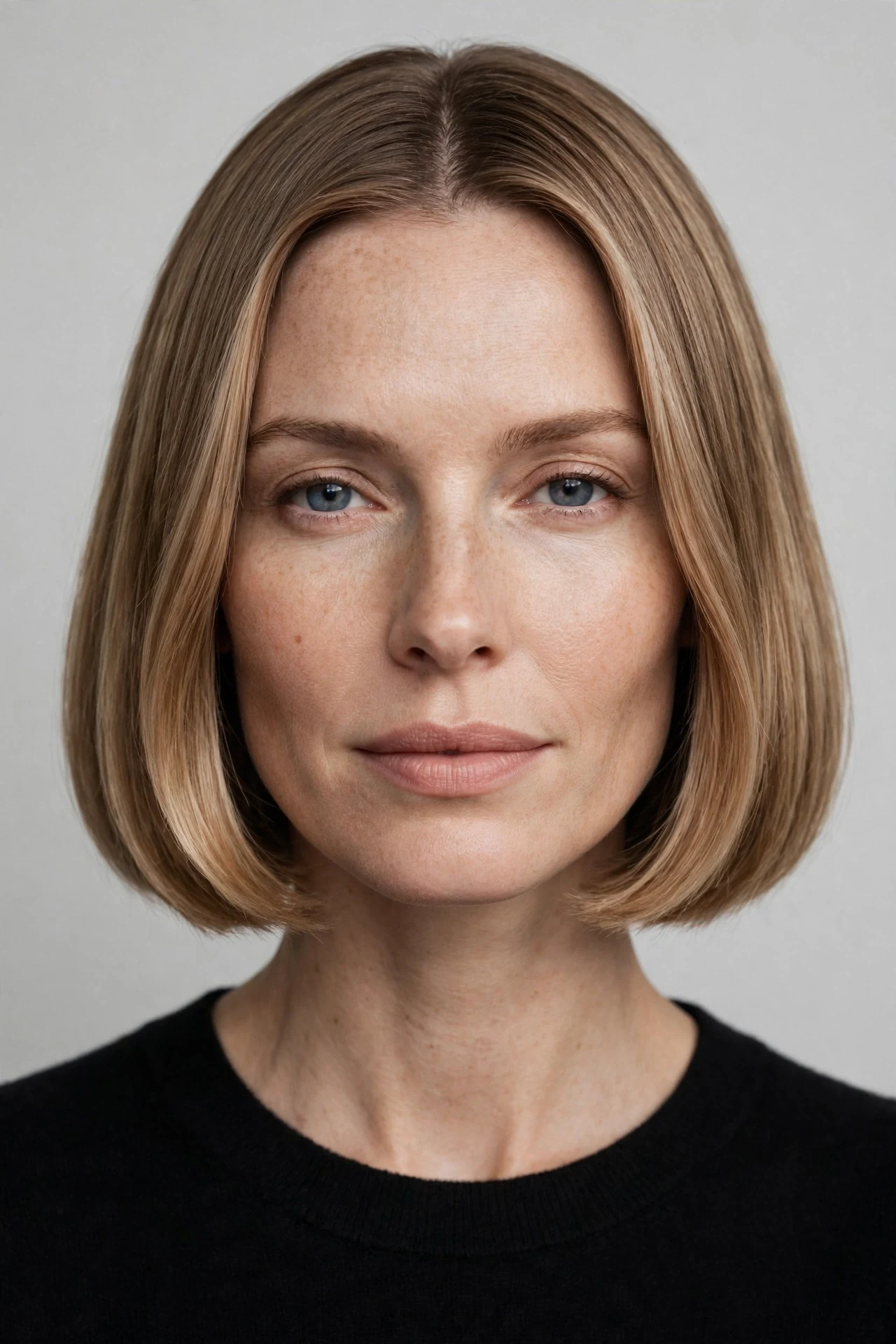 Italian cut framing an oval face on a Caucasian woman in her 30s