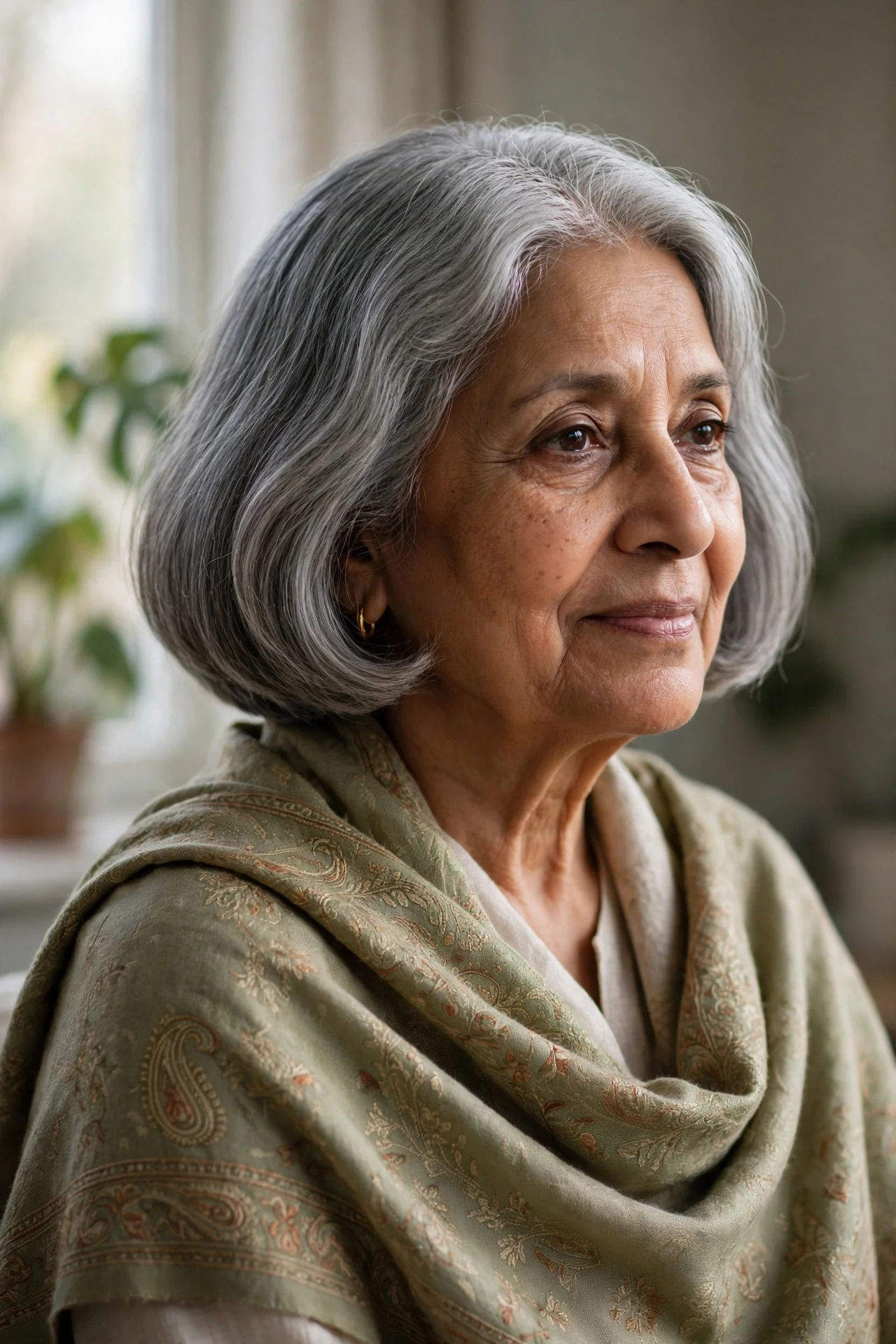 rounded italian bob softening the jawline on a woman in her 70s