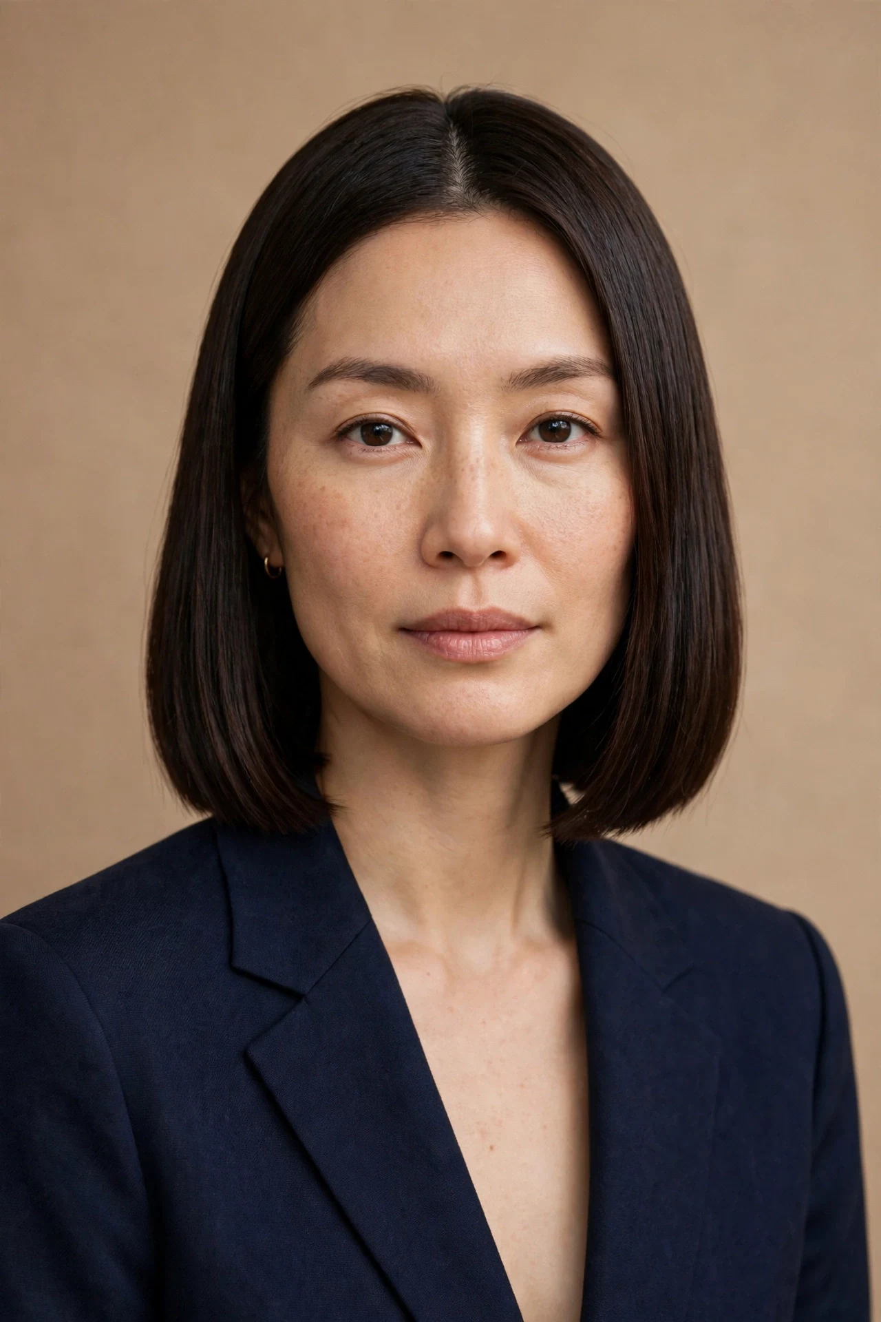 Blunt collarbone length Japanese bob with a clean one length line