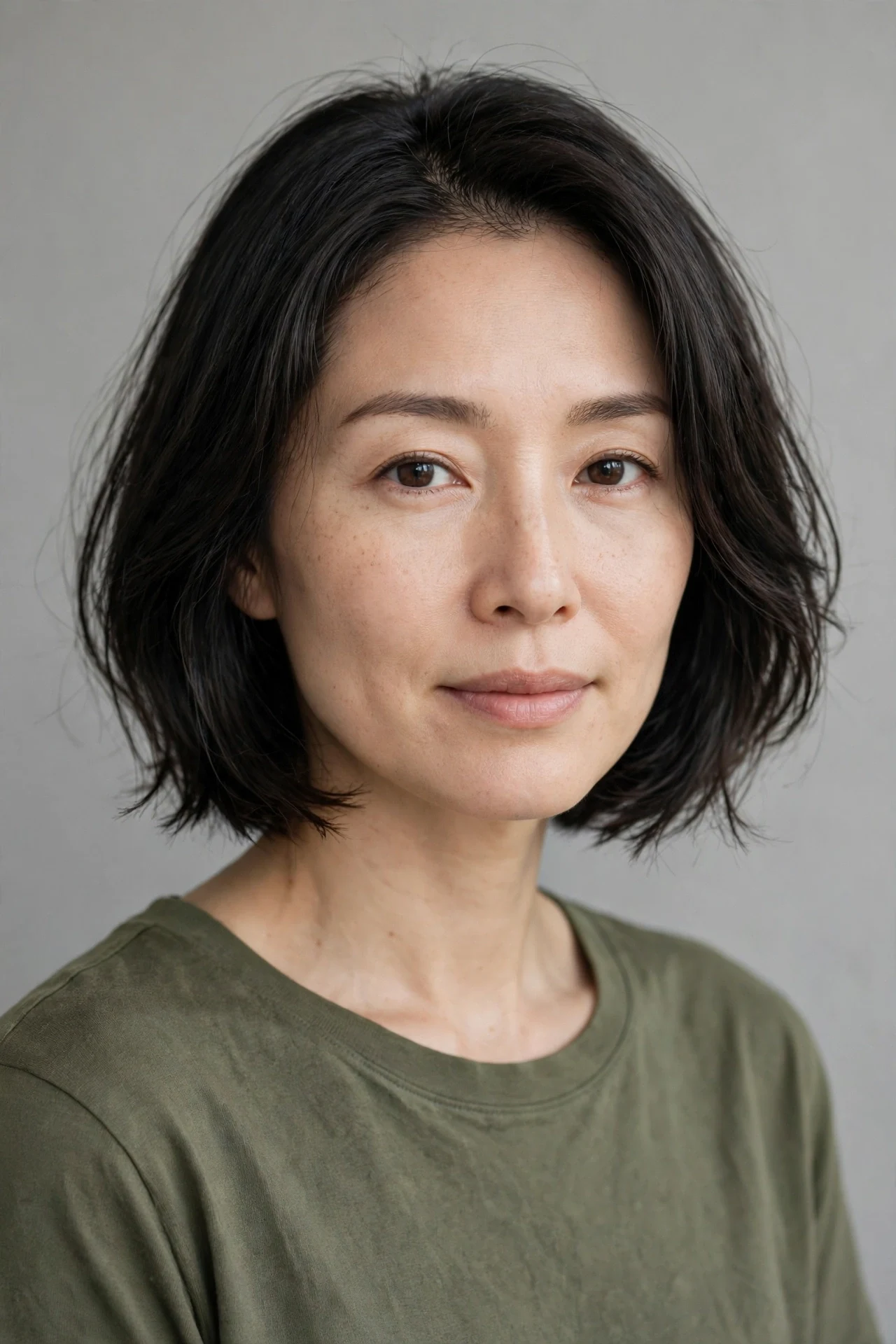 Low maintenance Japanese bob air dried to a natural smooth finish