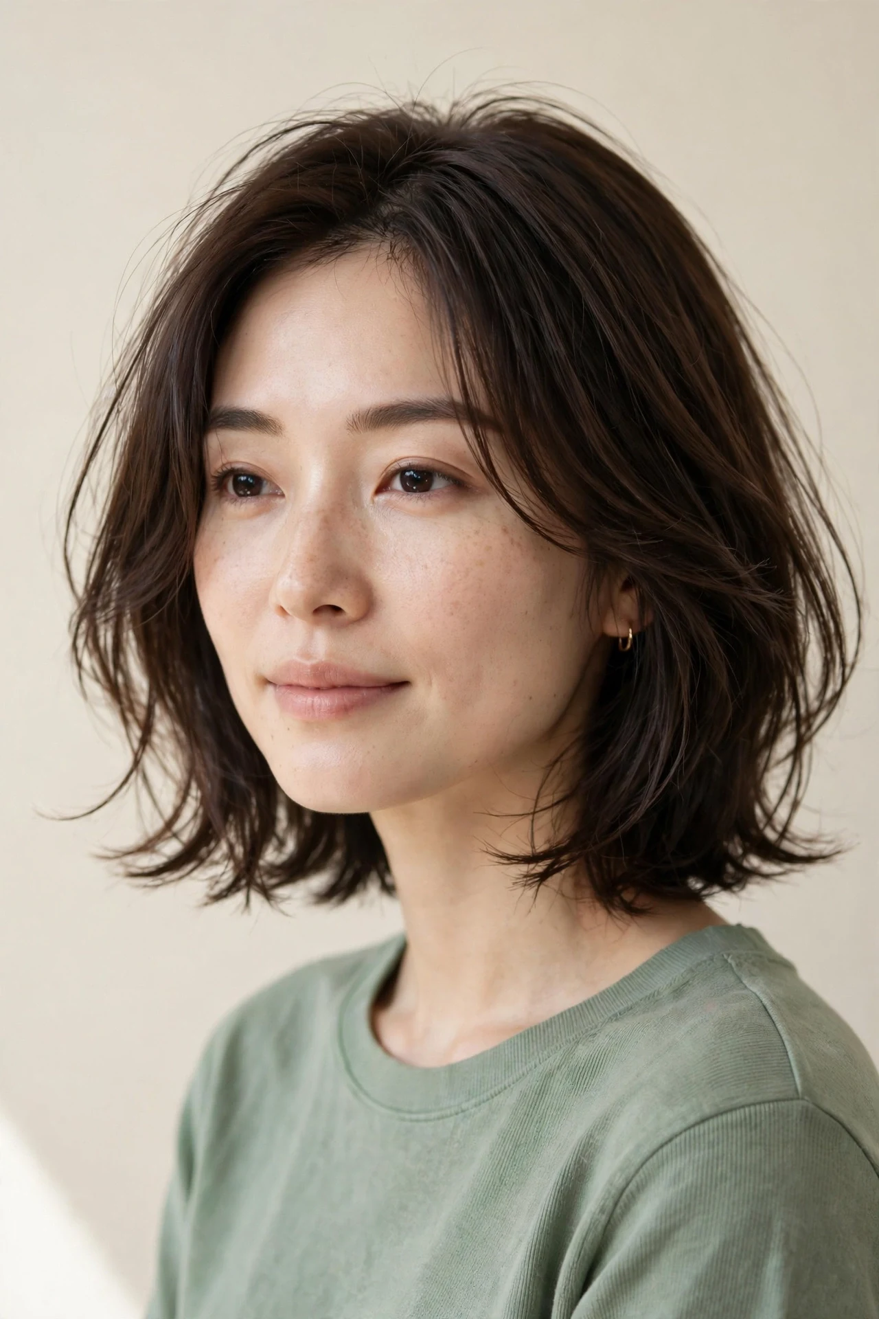 Soft layered Japanese bob with gentle invisible layers and movement
