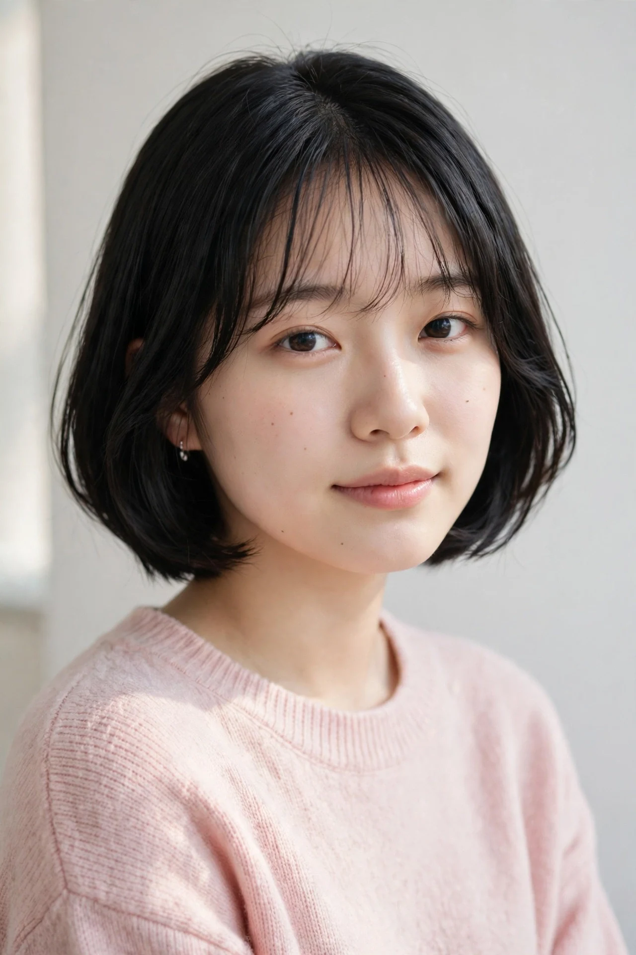 Japanese bob with wispy see through bangs and soft inward ends