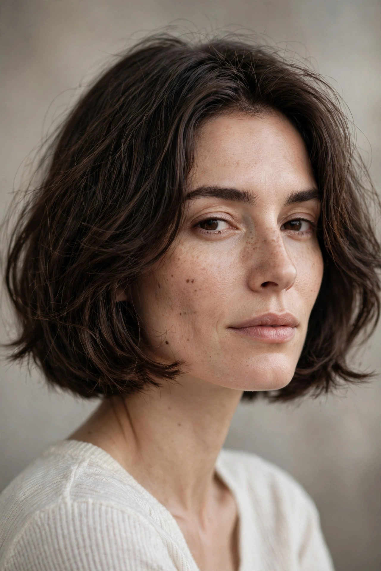 French jaw length bob with undone effortless texture