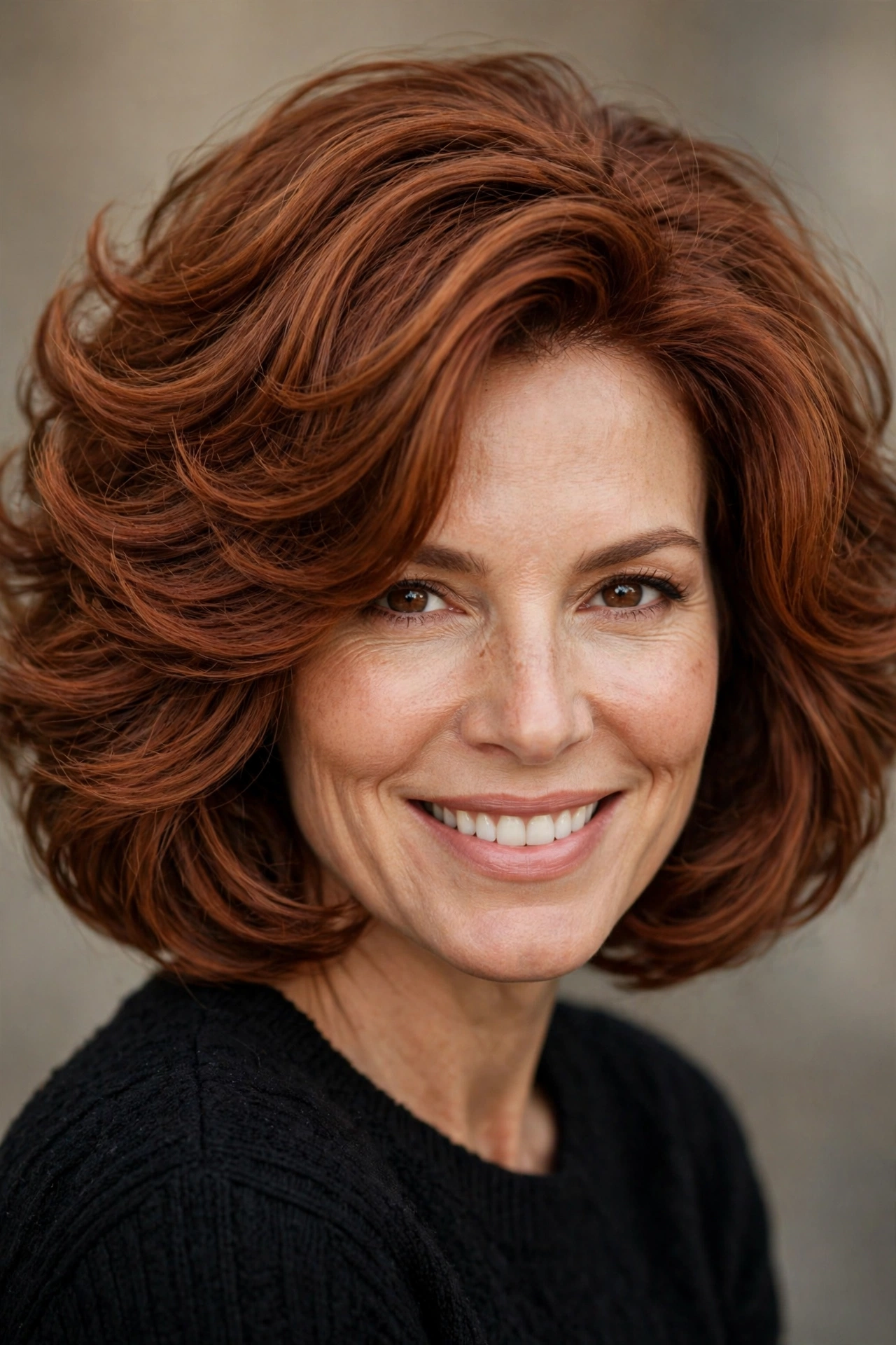 Voluminous jaw length bob with full glamorous body