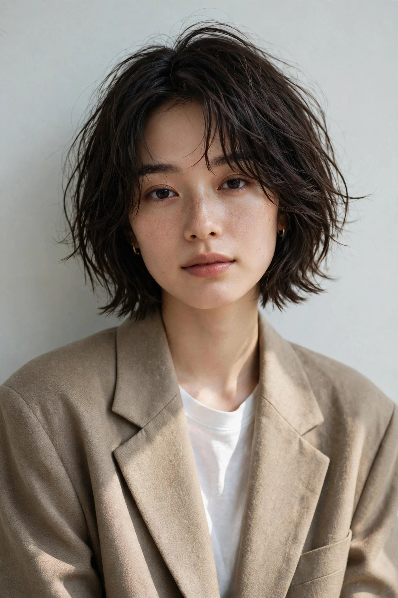 Textured Tokyo street style bob with tousled piecey layers