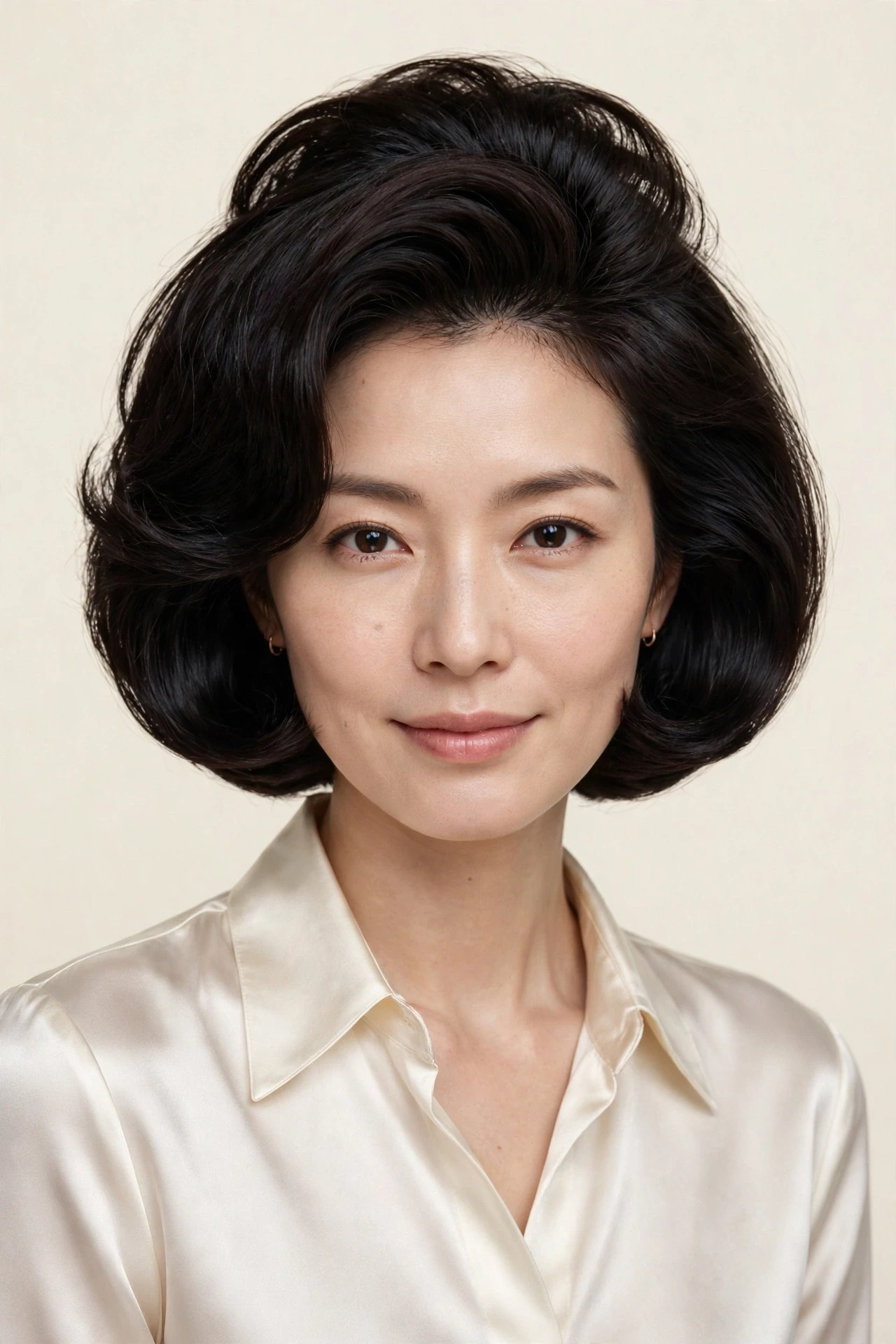 Voluminous crown Japanese bob with full rounded volume and neat ends