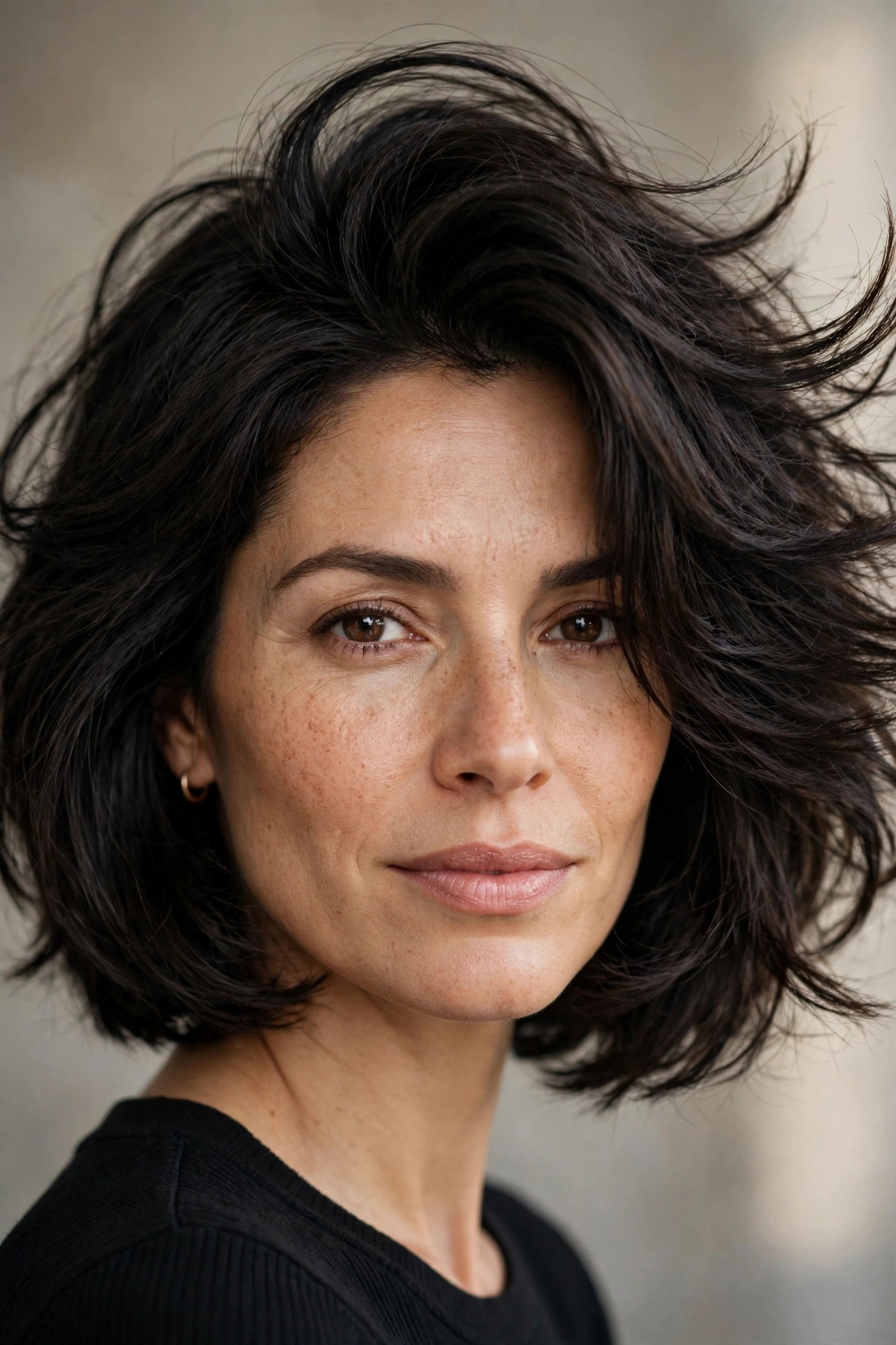 Layered bob for thick hair with debulked interior layers