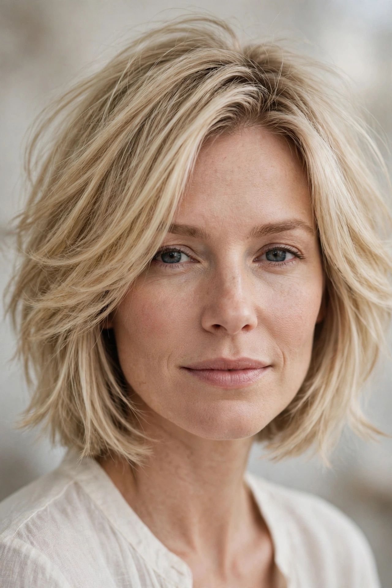 Layered bob adding the illusion of thickness to thin hair
