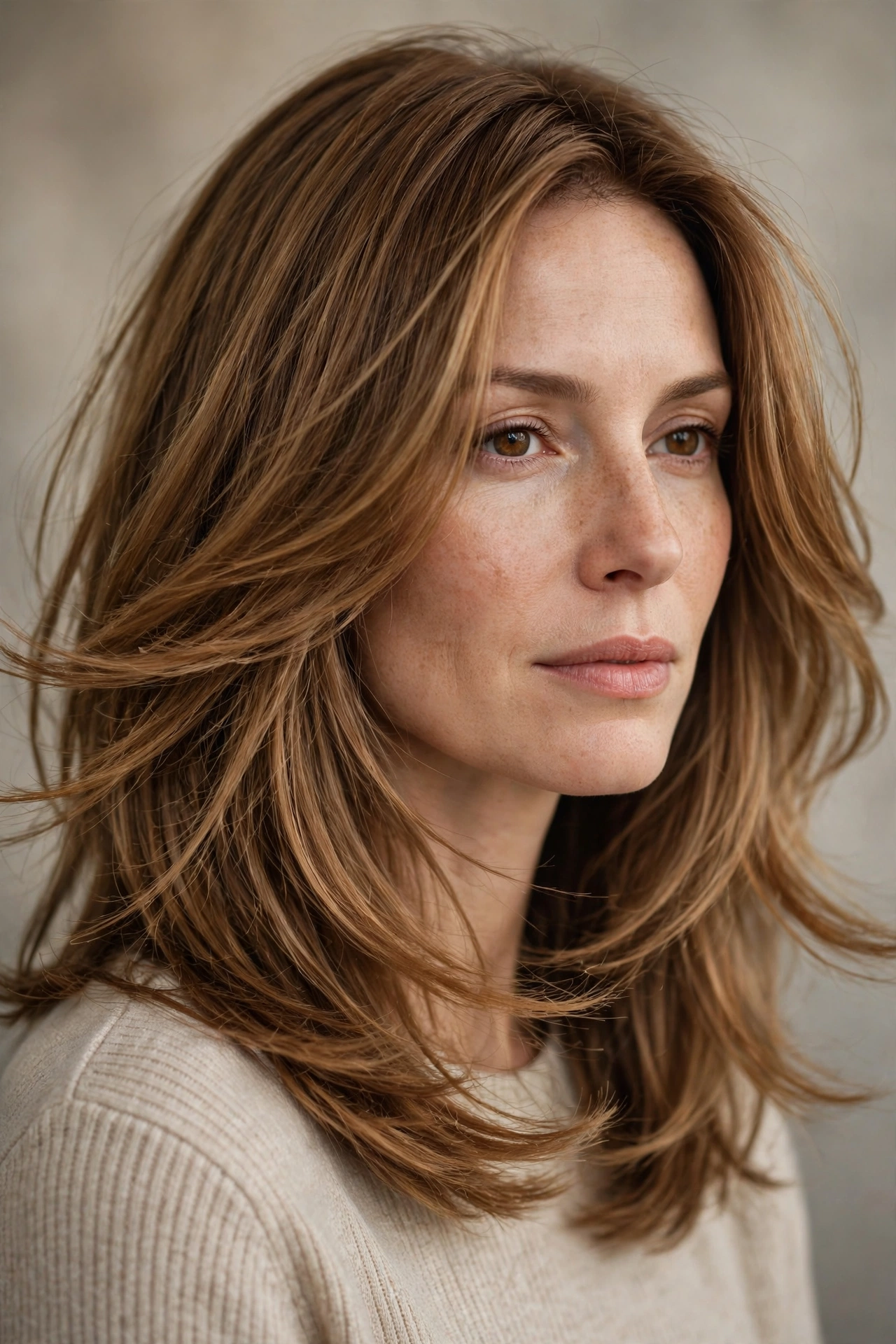 Long layered bob with flowing blended layers