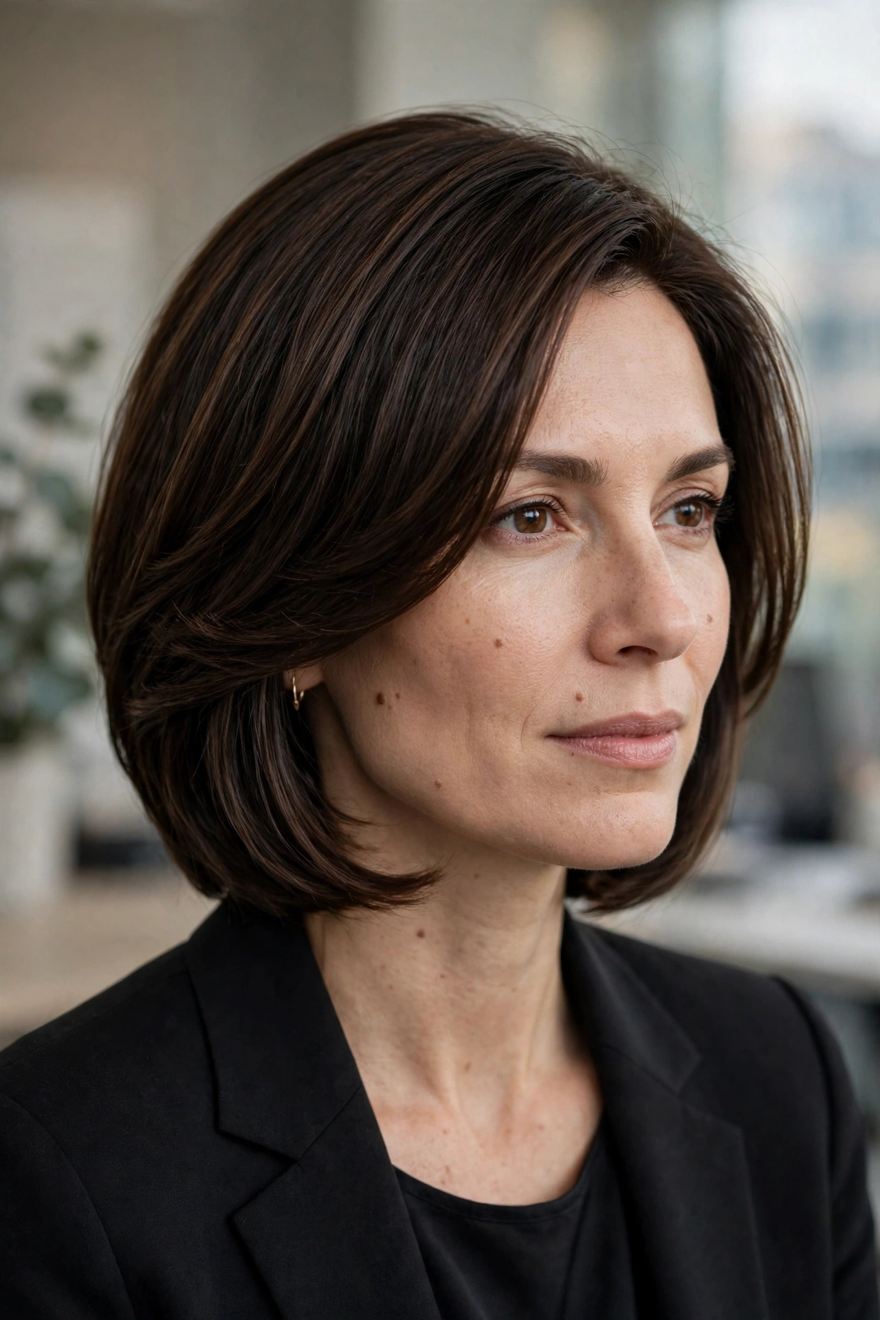 Polished professional layered bob, smooth and work ready