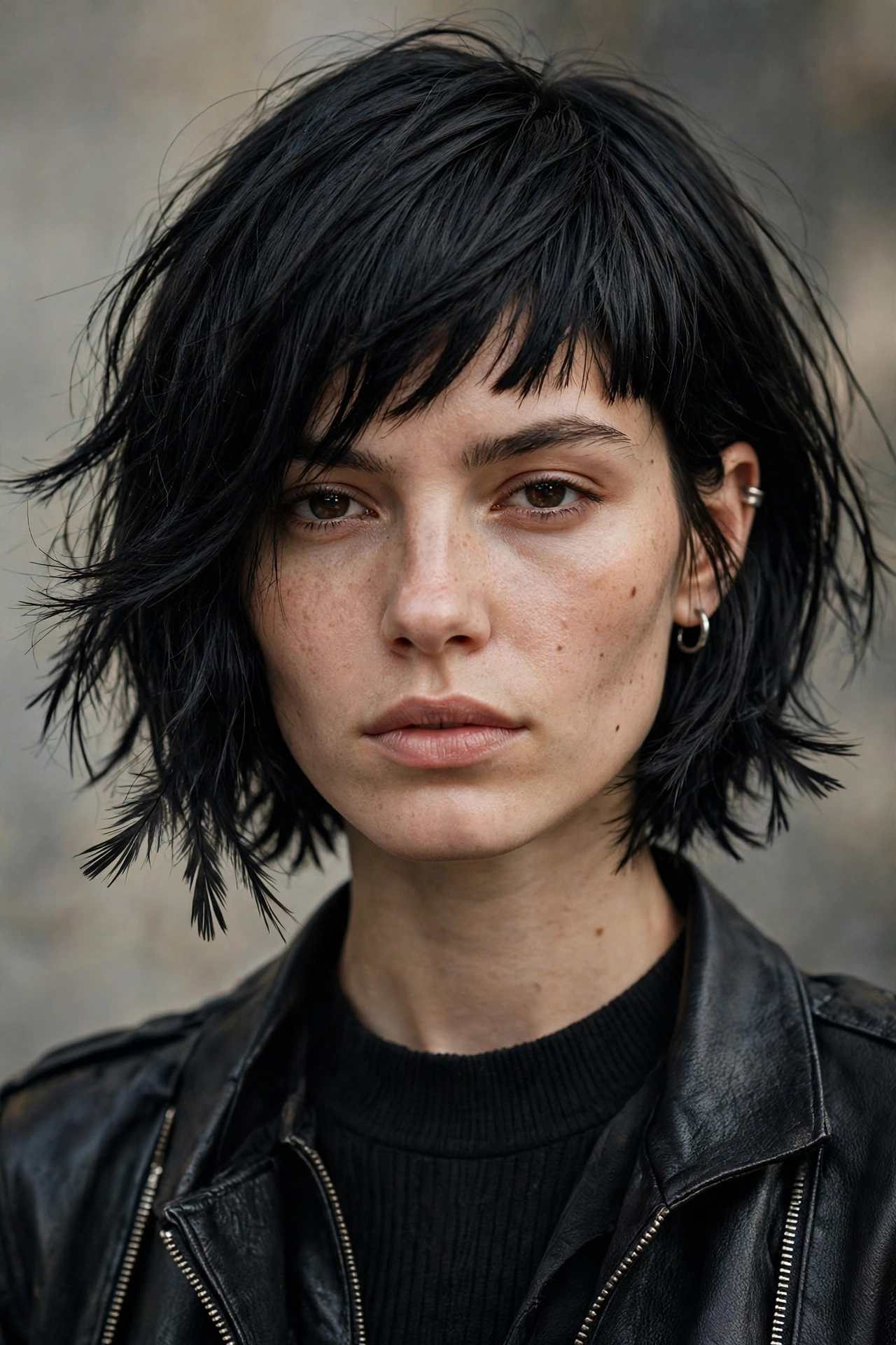 Razor cut layered bob with feathery thin ends