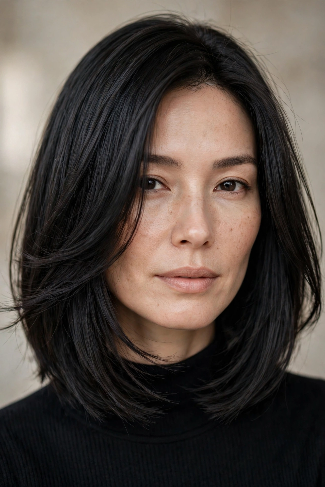 Sleek straight layered bob with a polished swing
