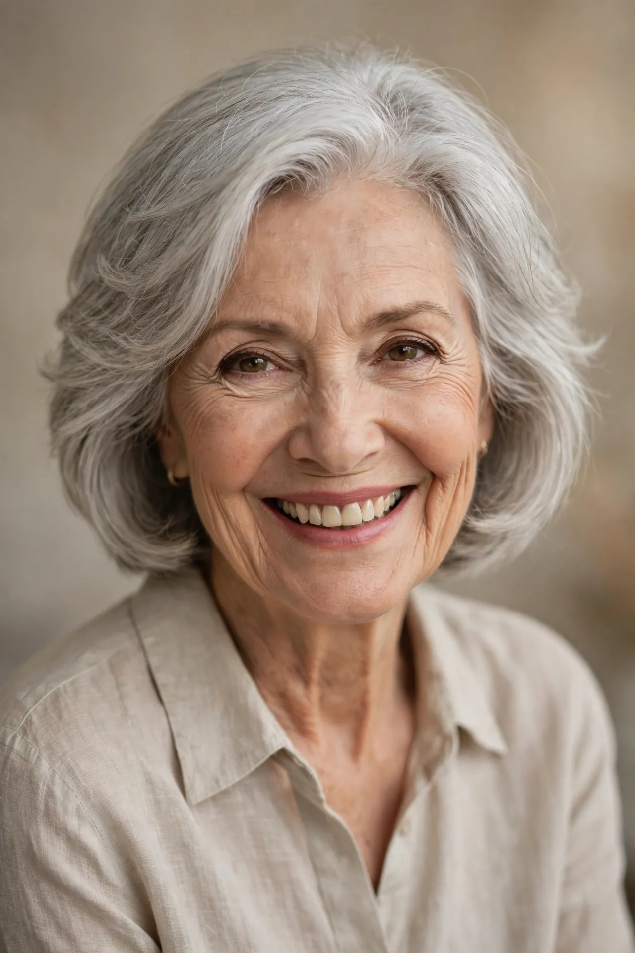 Beautiful layered bob hairstyles for over 70, silver feathered layers