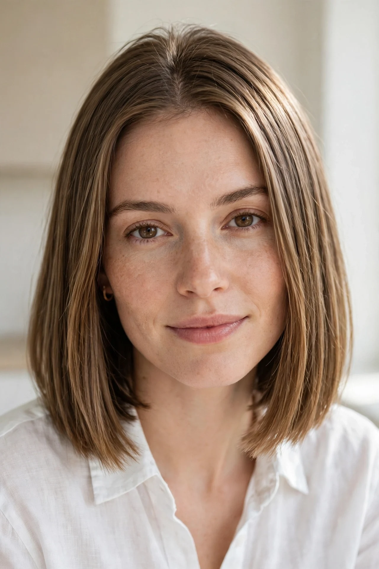 Long french bob for fine hair with blunt ends adding fullness