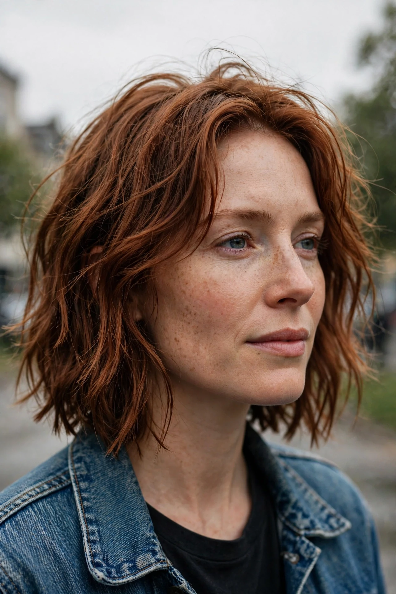 Textured long french bob with shattered ends and tousled waves
