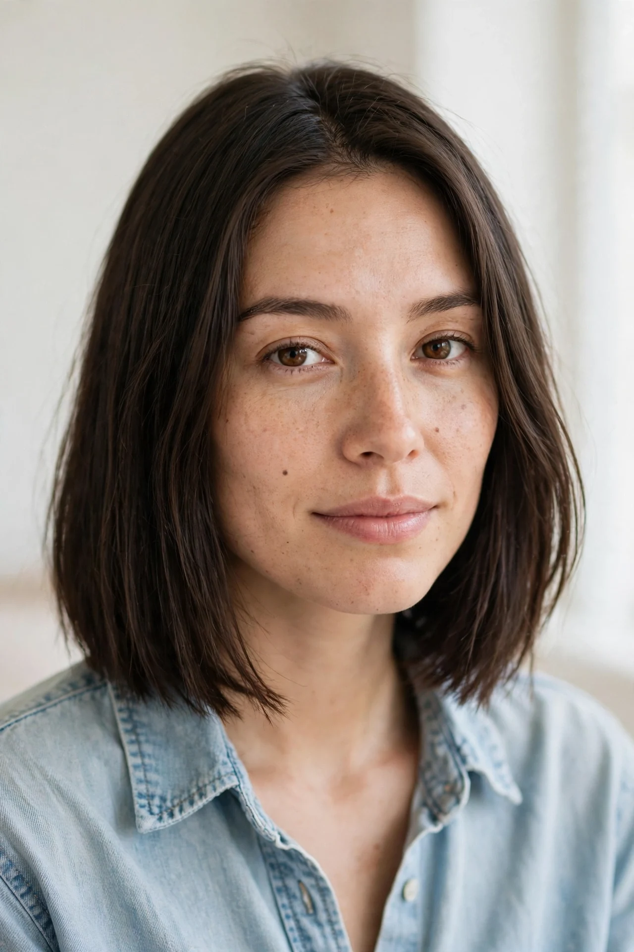 Low maintenance long bob haircut: air dry blunt lob with a clean one length finish