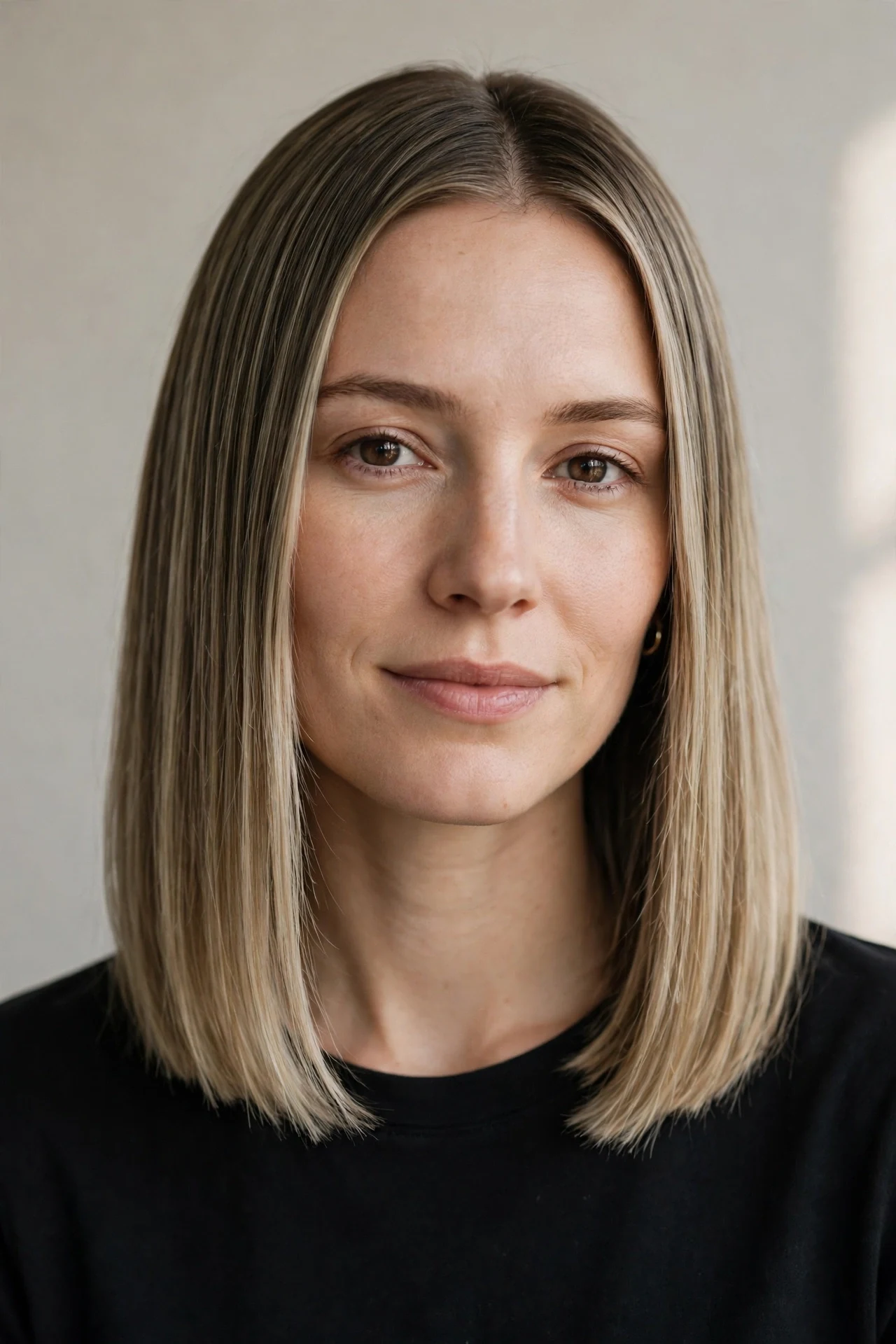 Blunt long bob that makes fine hair look fuller