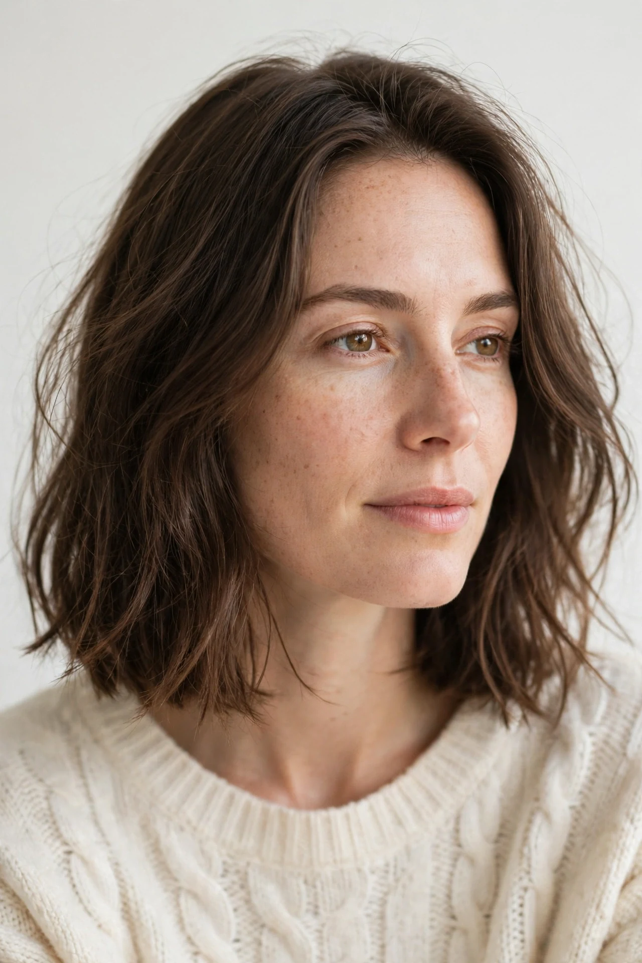 Low maintenance long bob haircut: effortless air dried lob at collarbone length