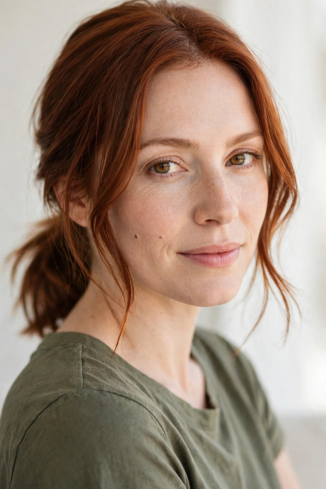 Ponytail friendly long bob worn in a loose low ponytail