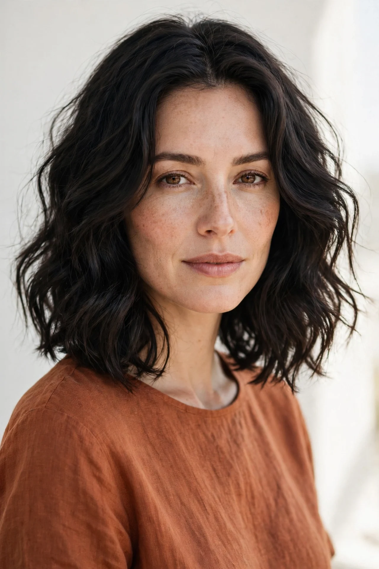 Long bob for thick hair with hidden internal layers