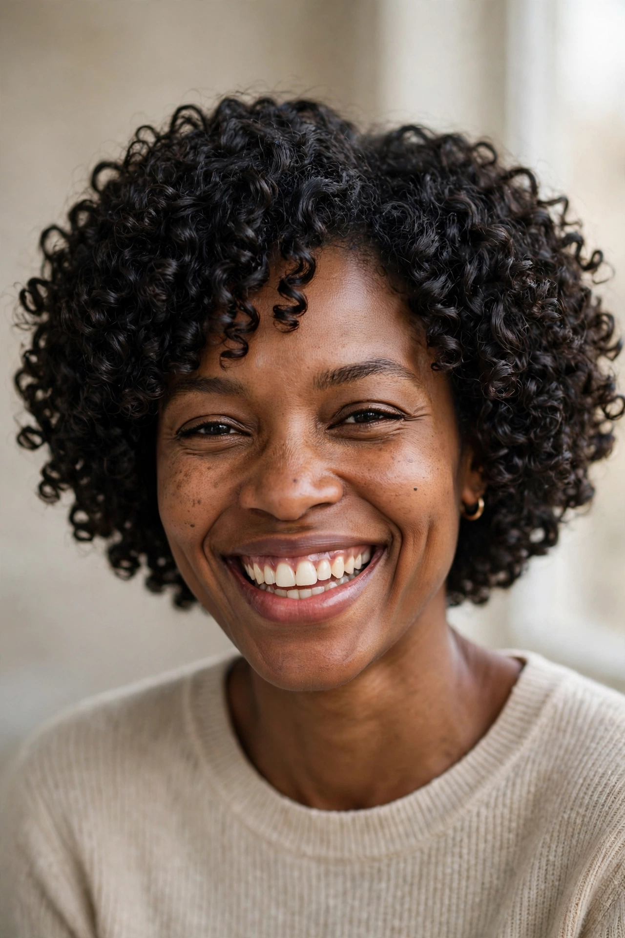 Curly wash and go low maintenance bob