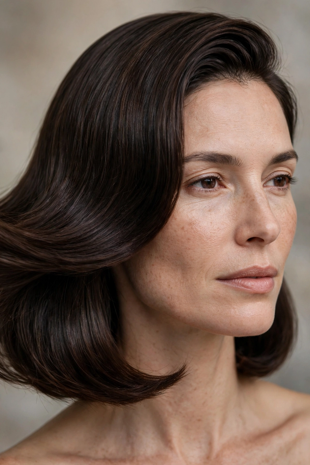 Side part swing low maintenance bob with movement