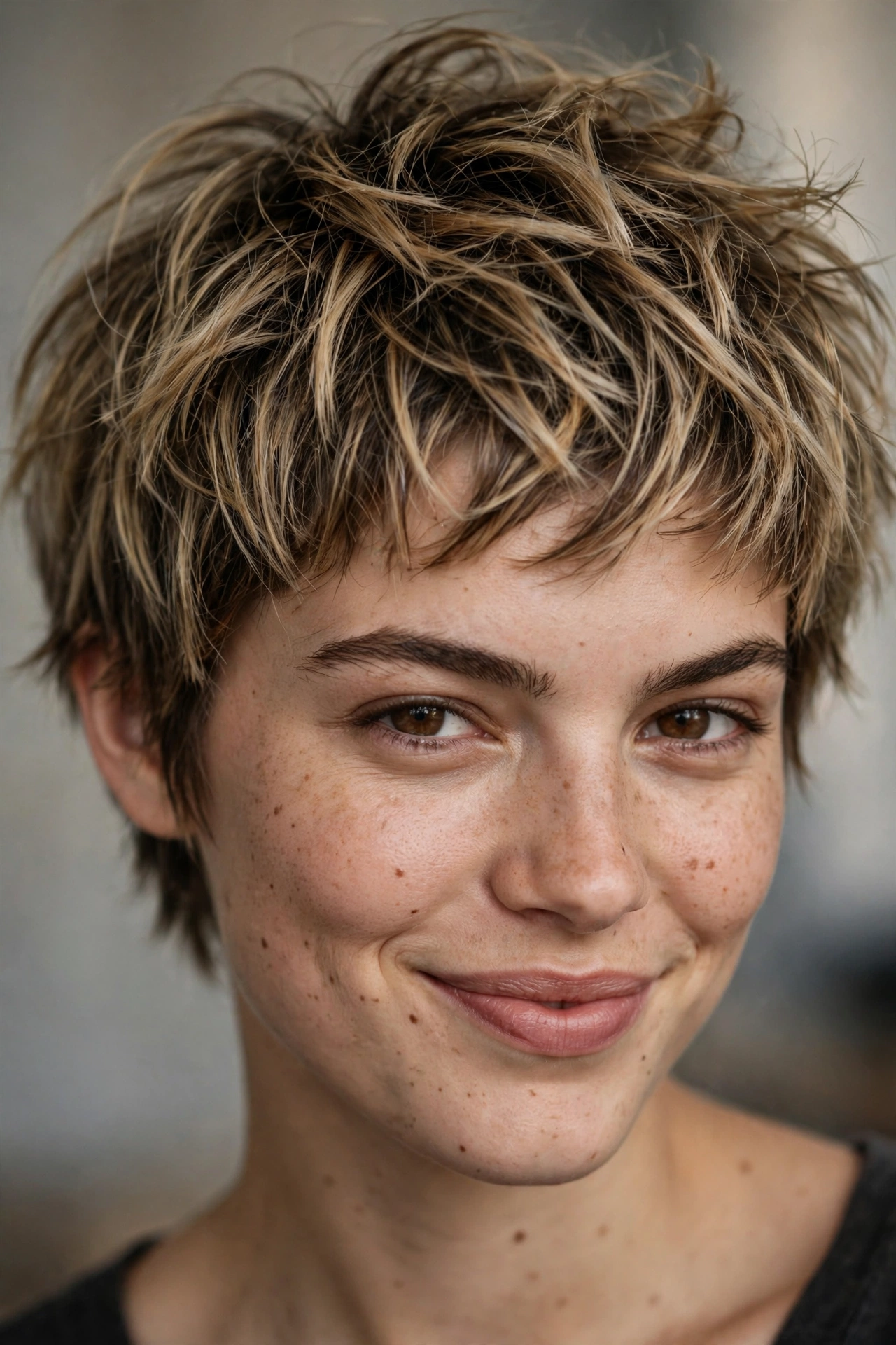 Tousled pixie bob, low maintenance short cut
