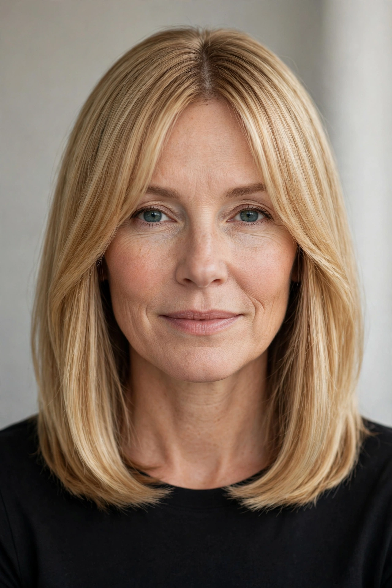 long bob haircut with curtain bangs
