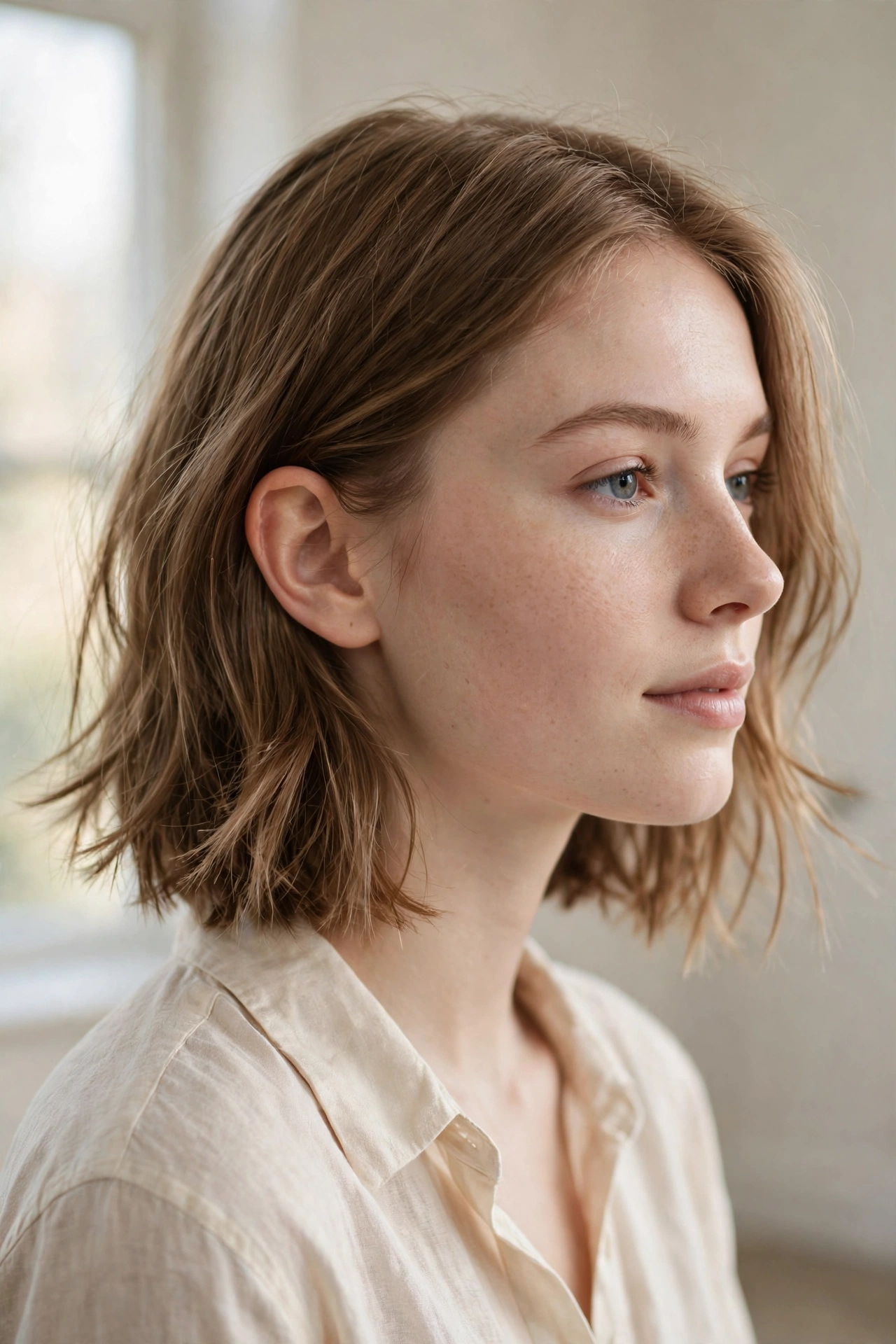 Collarbone-length long choppy bob haircut for fine hair with textured ends