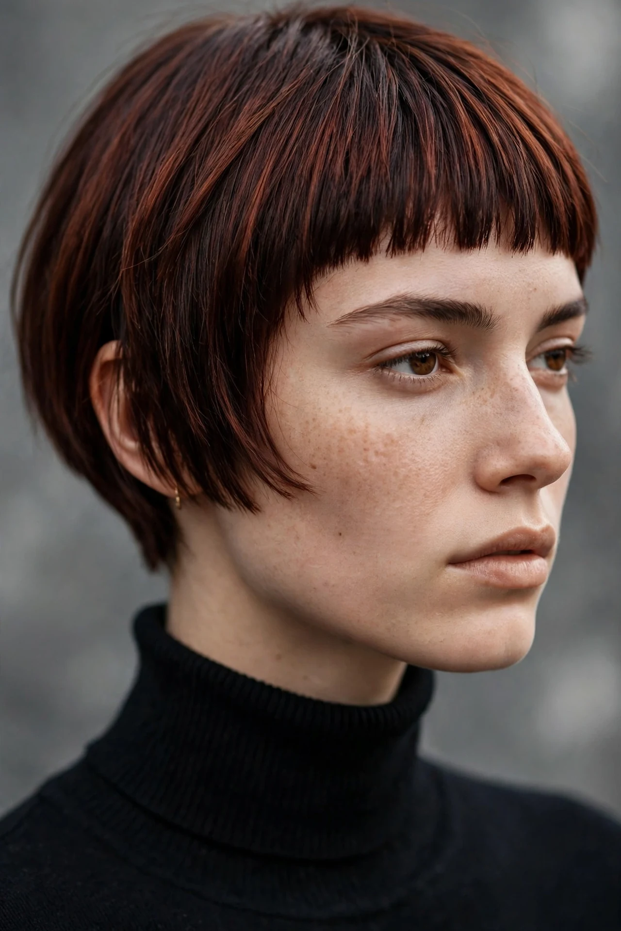 Micro bob with short baby bangs