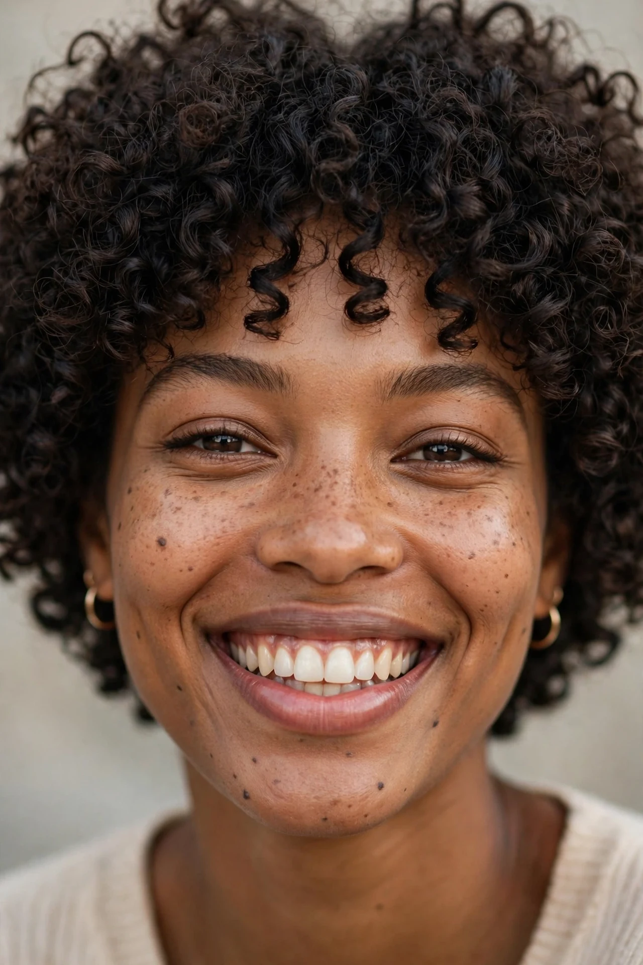 Curly micro bob with natural texture and volume