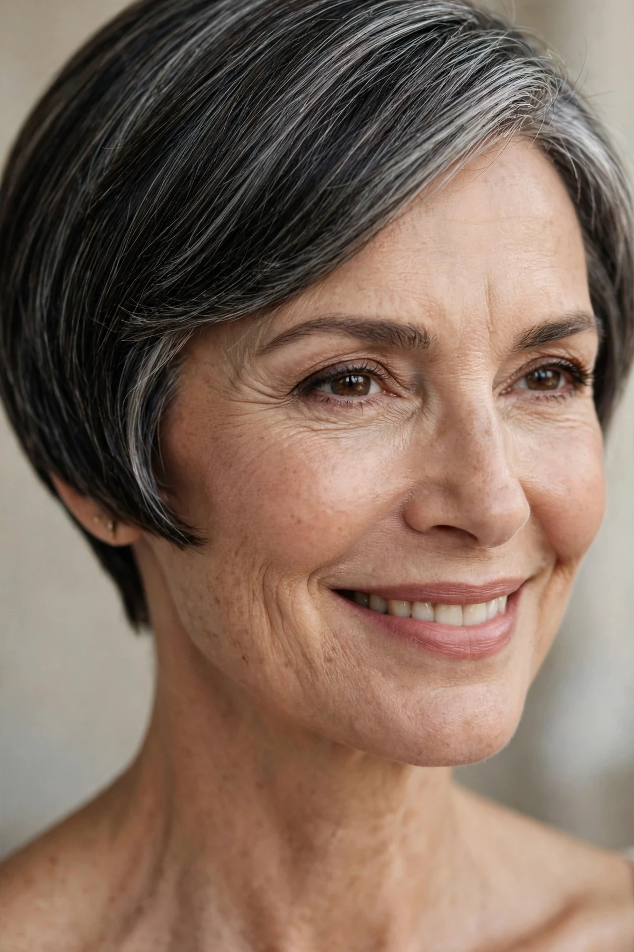 Chic micro bob for women over 50 with soft polish