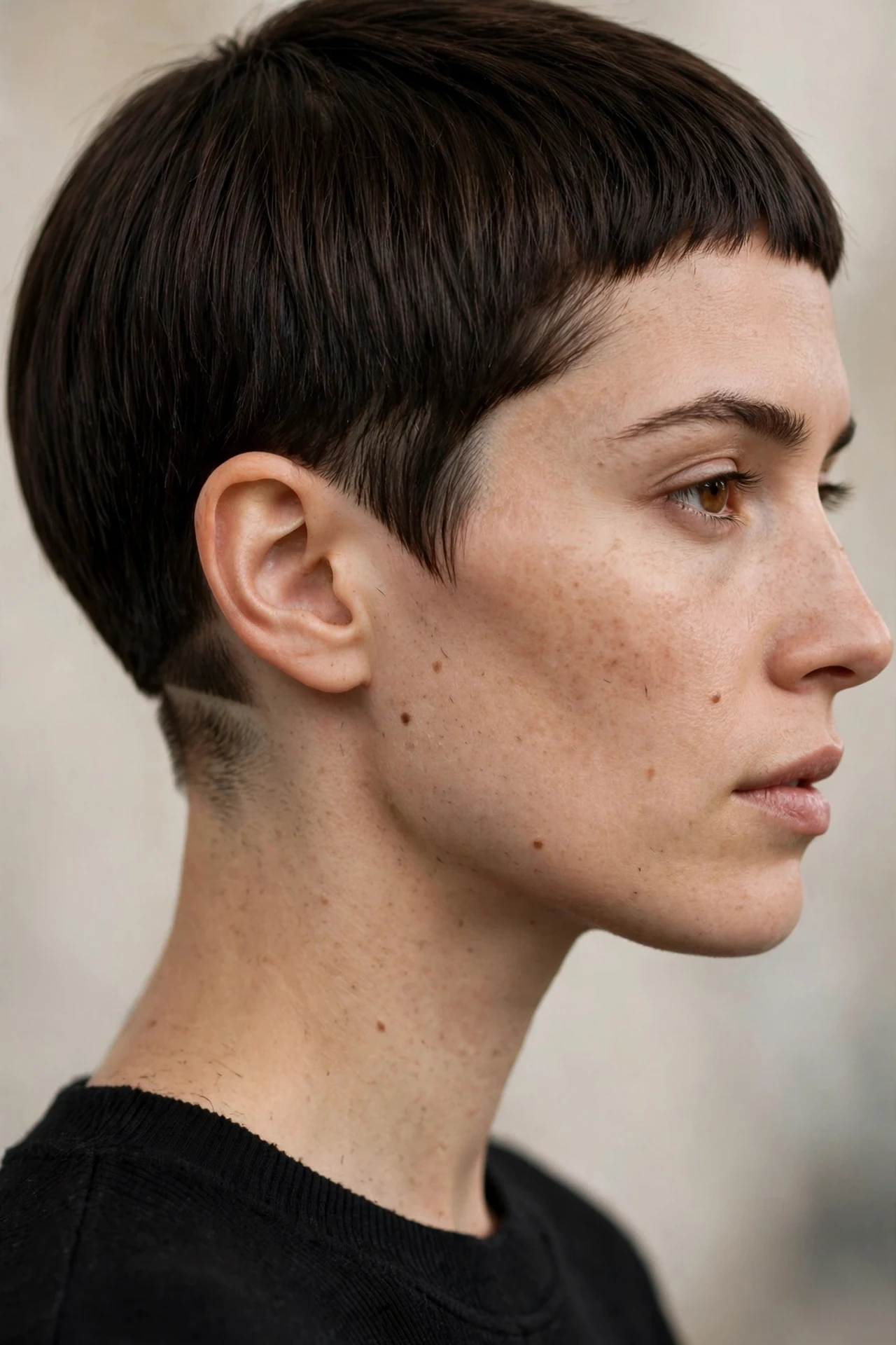 Micro bob with a hidden undercut at the nape