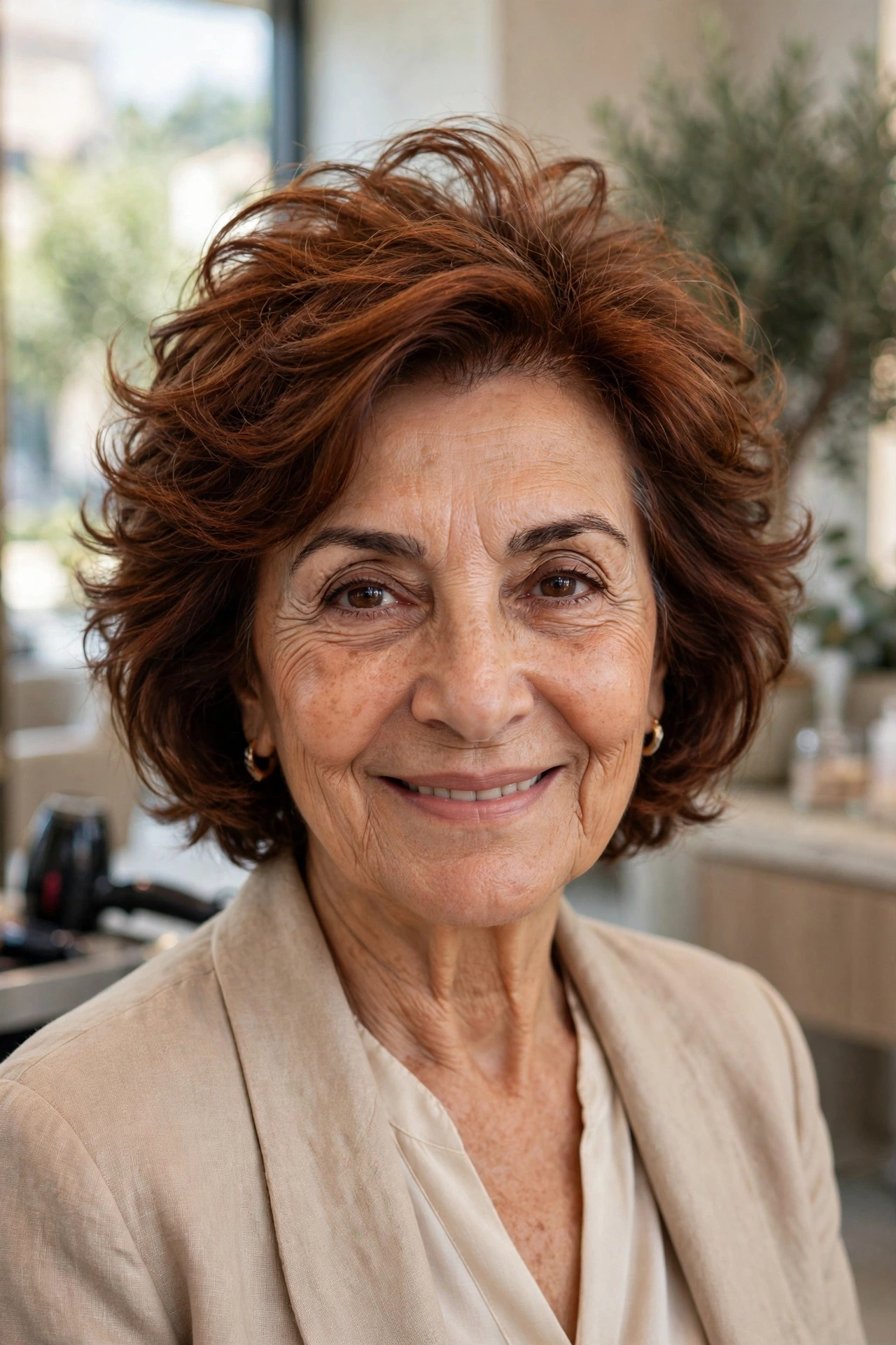 messy bob with crown volume for women over 50