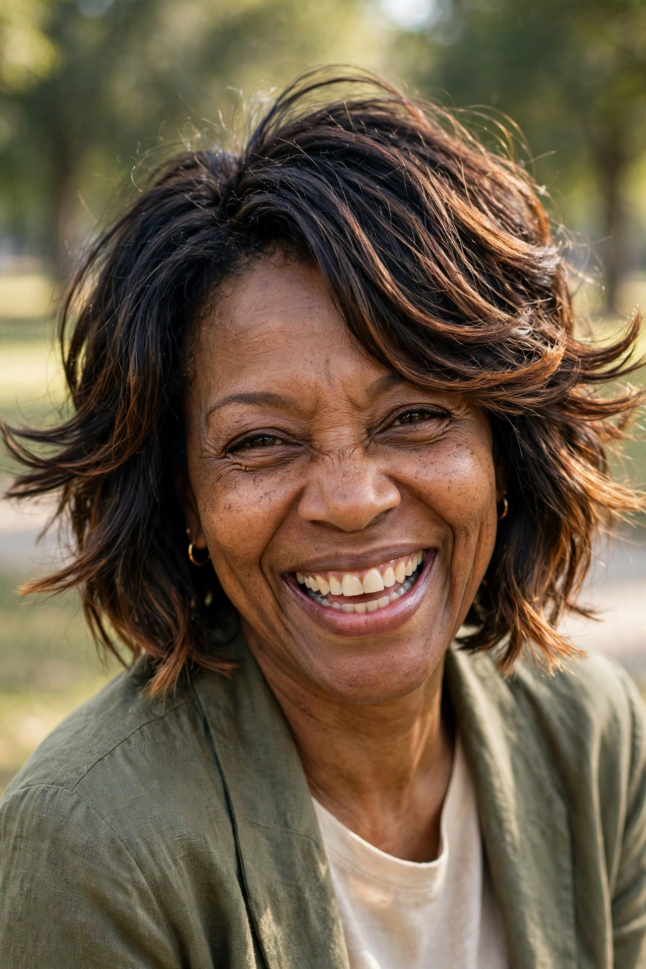 messy bob with flipped ends for women over 50