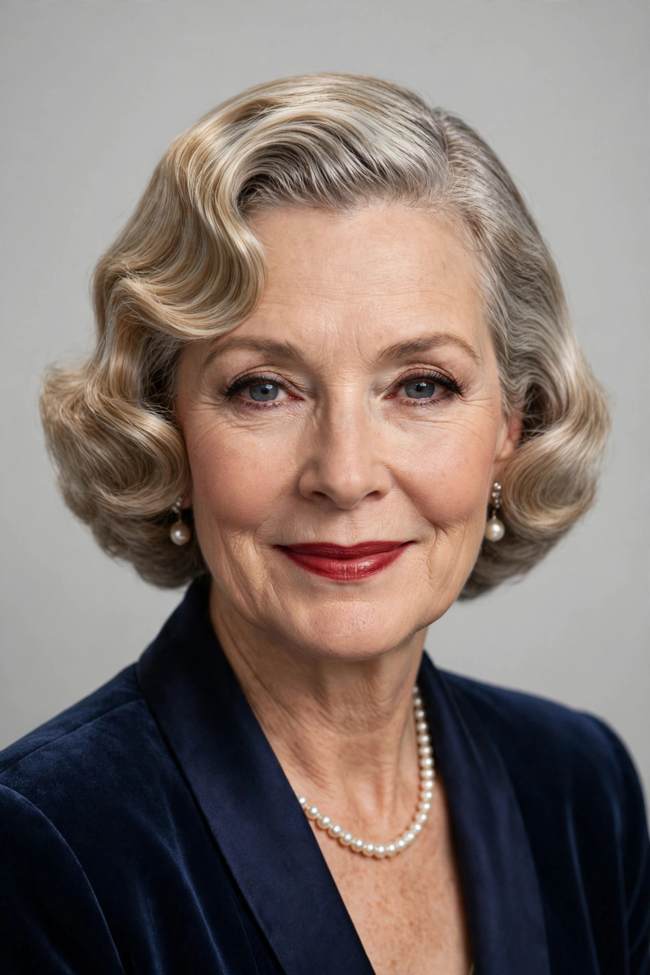 A woman with a vintage finger wave mother of the bride bob