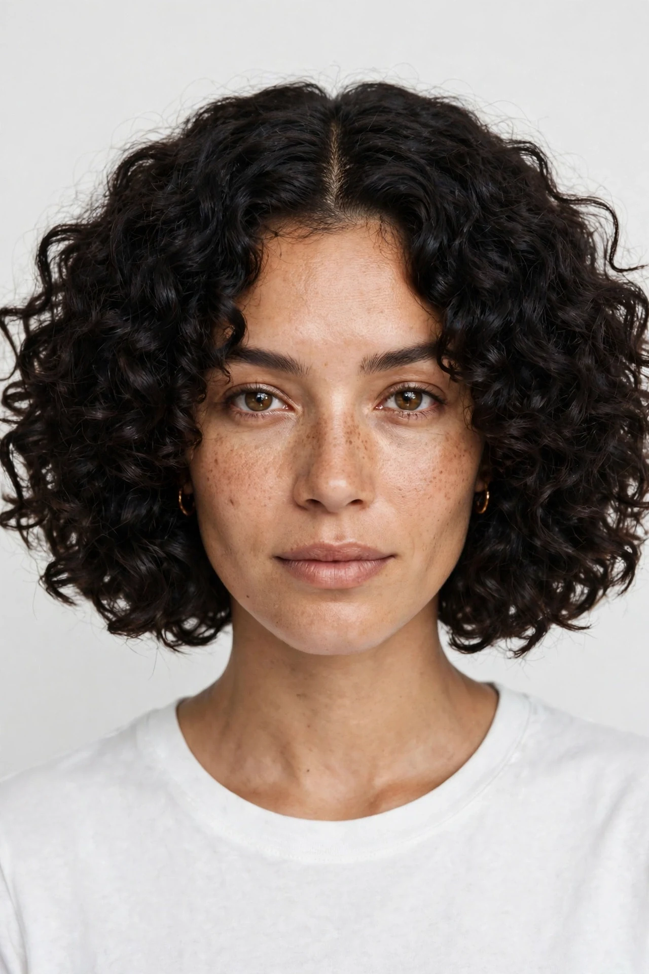 Curly middle part bob with defined natural curls