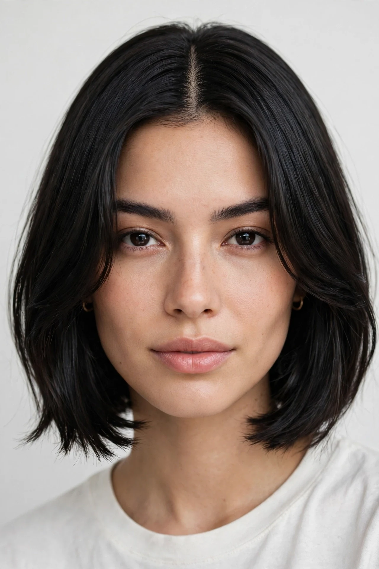 Face framing middle part bob with layers at the cheekbones