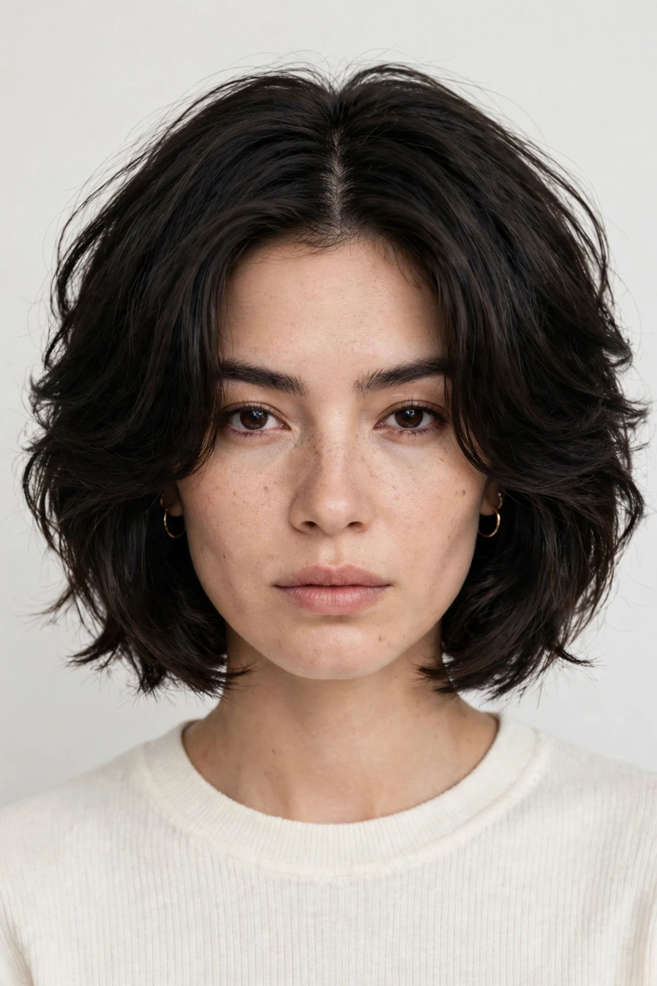 Middle part bob for thick hair with internal layers