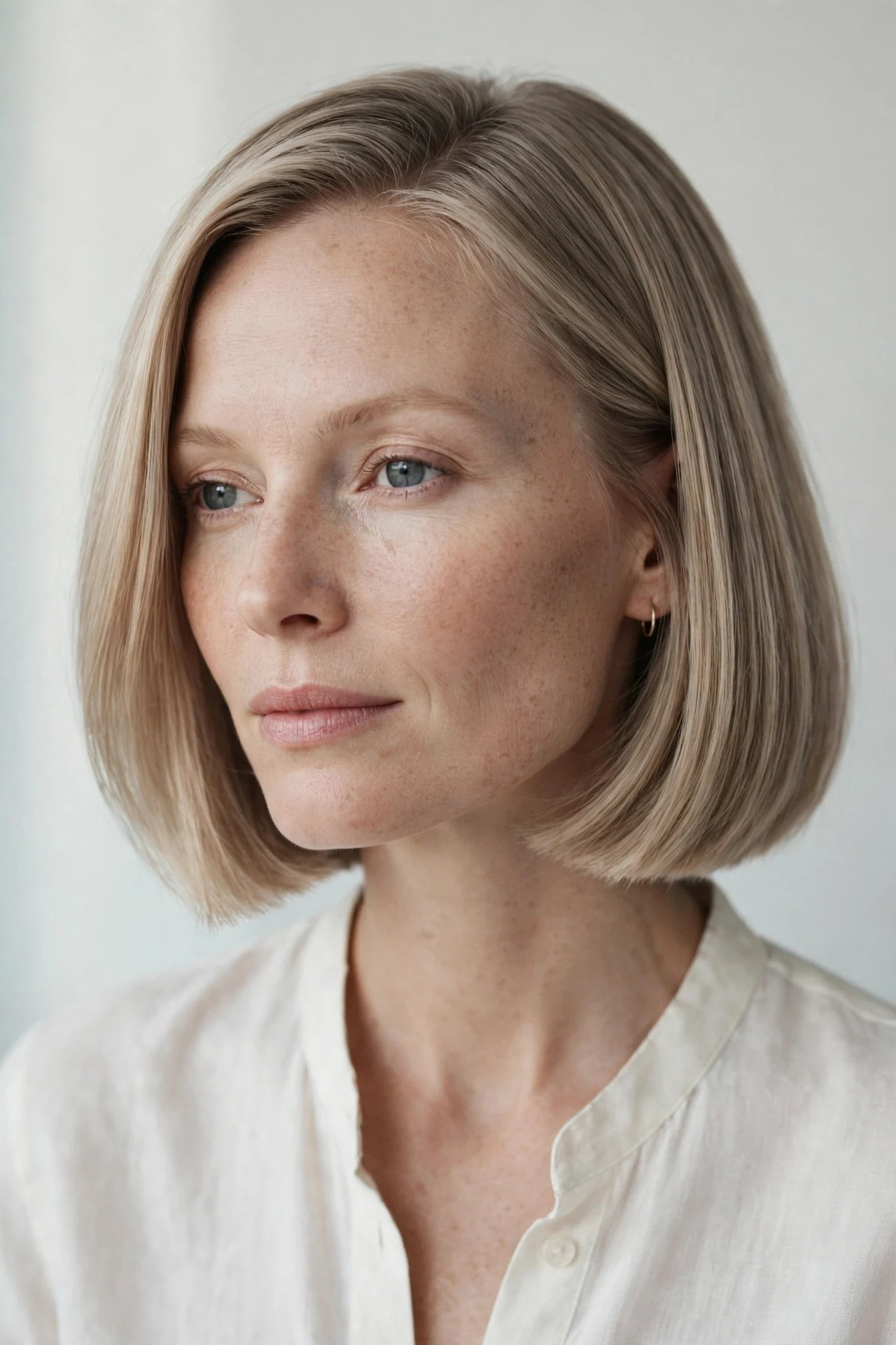 Nordic bob for fine hair with a blunt thick hemline