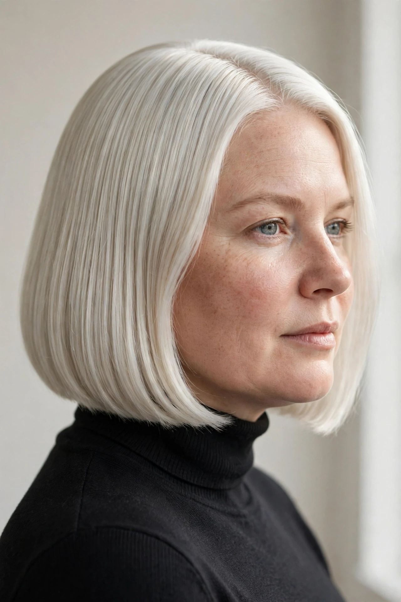 Platinum glass bob with an ultra smooth shiny finish