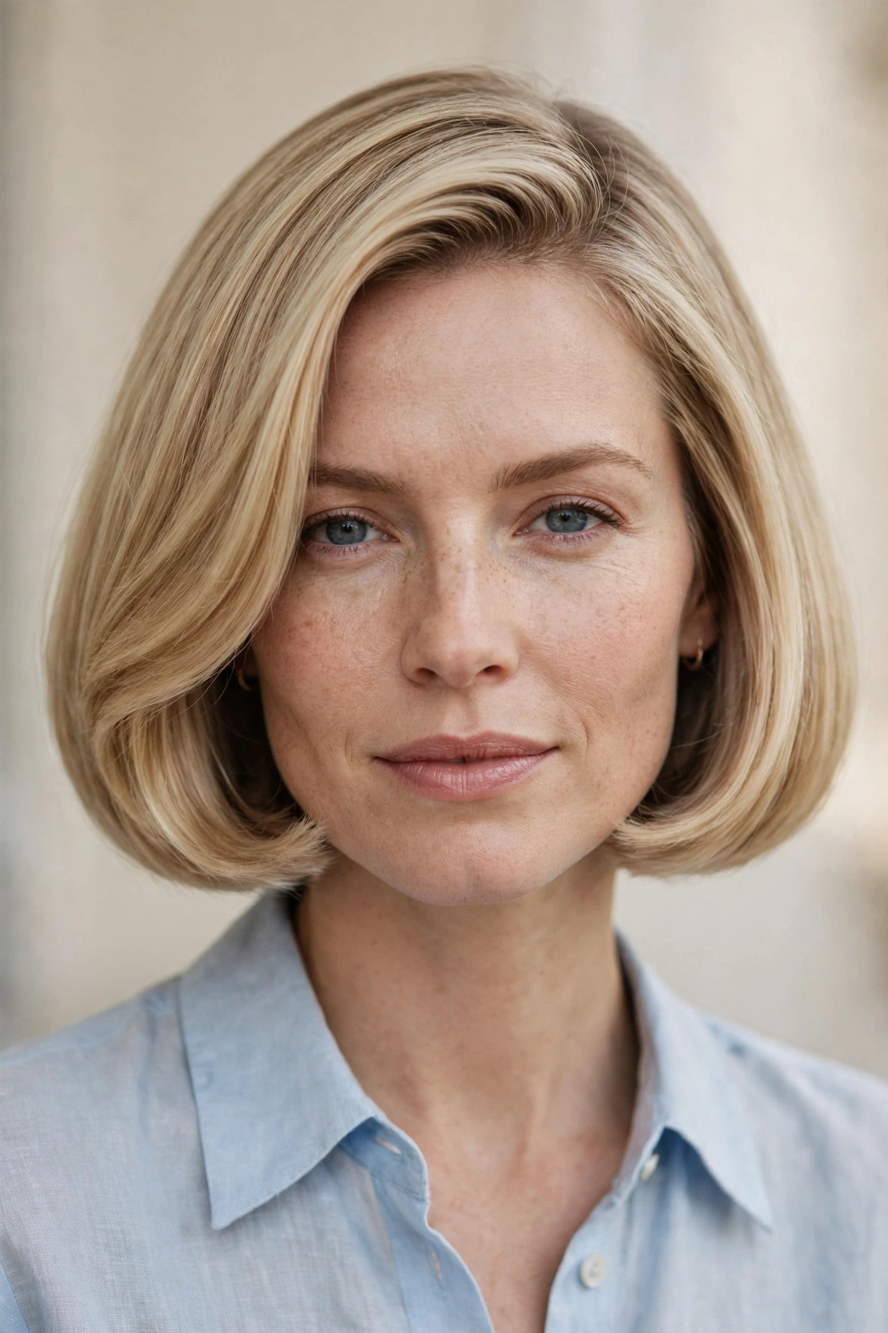 Old money bob for fine hair with a full blunt hemline