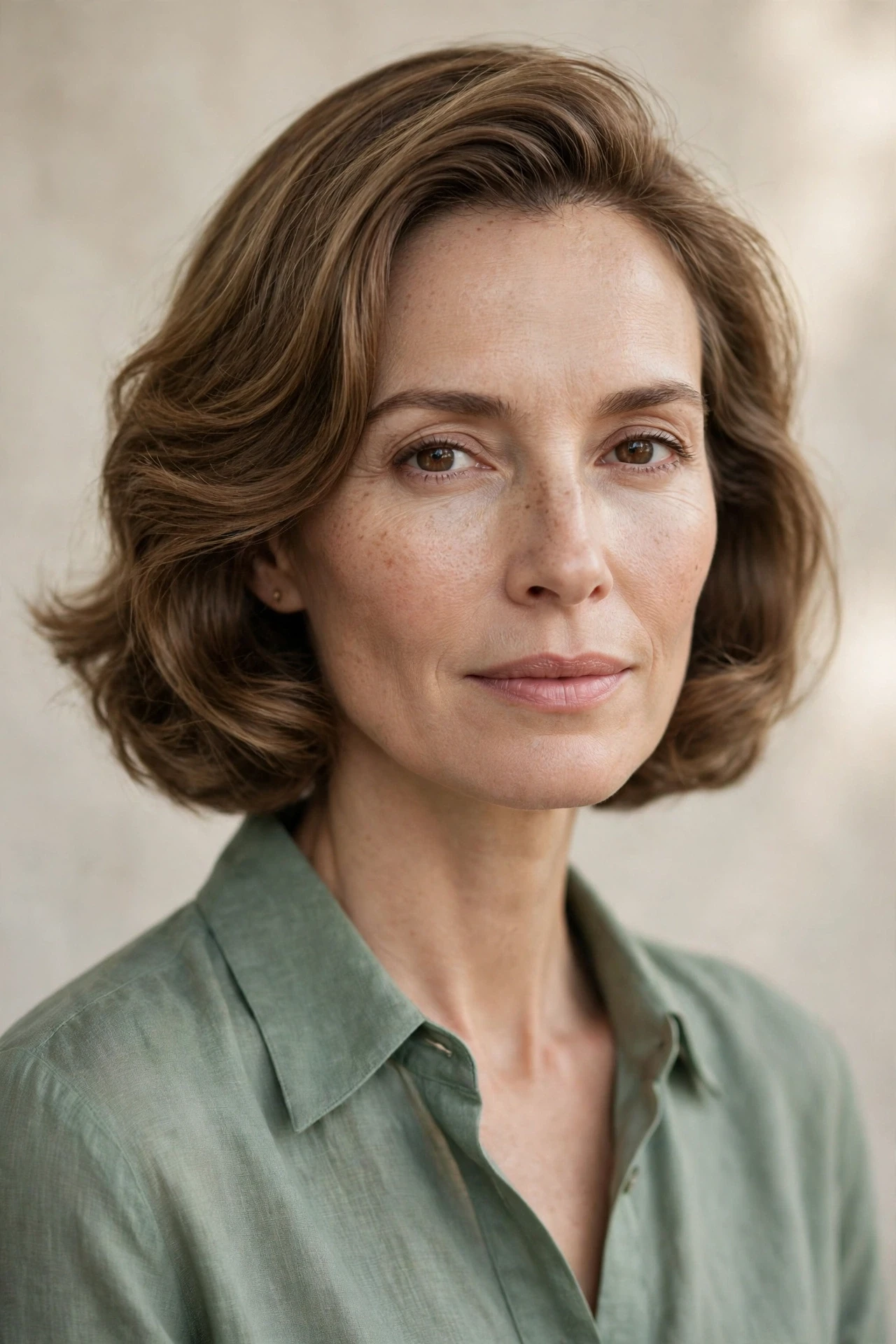 Old money bob for a long face with soft side volume