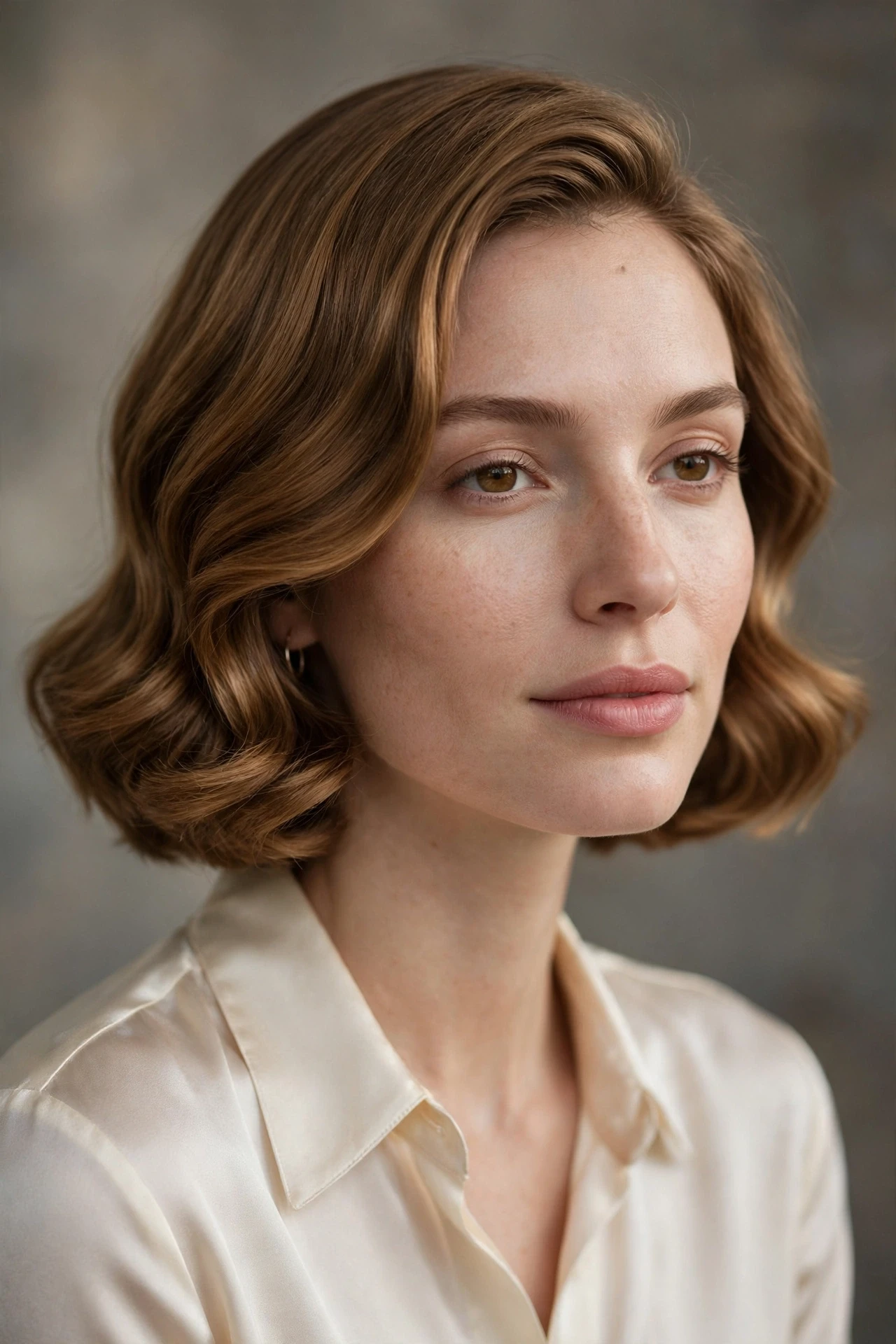 Soft wavy old money bob with polished waves