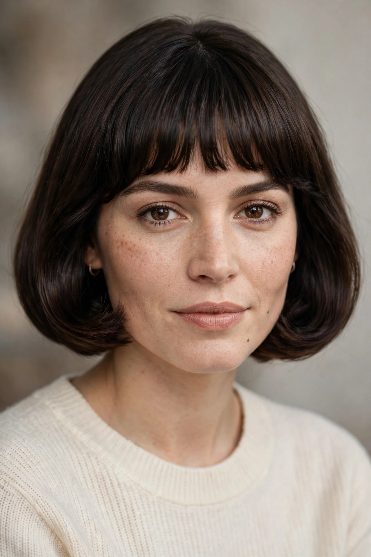 Classic pageboy bob haircut with rounded shape and ends curved under