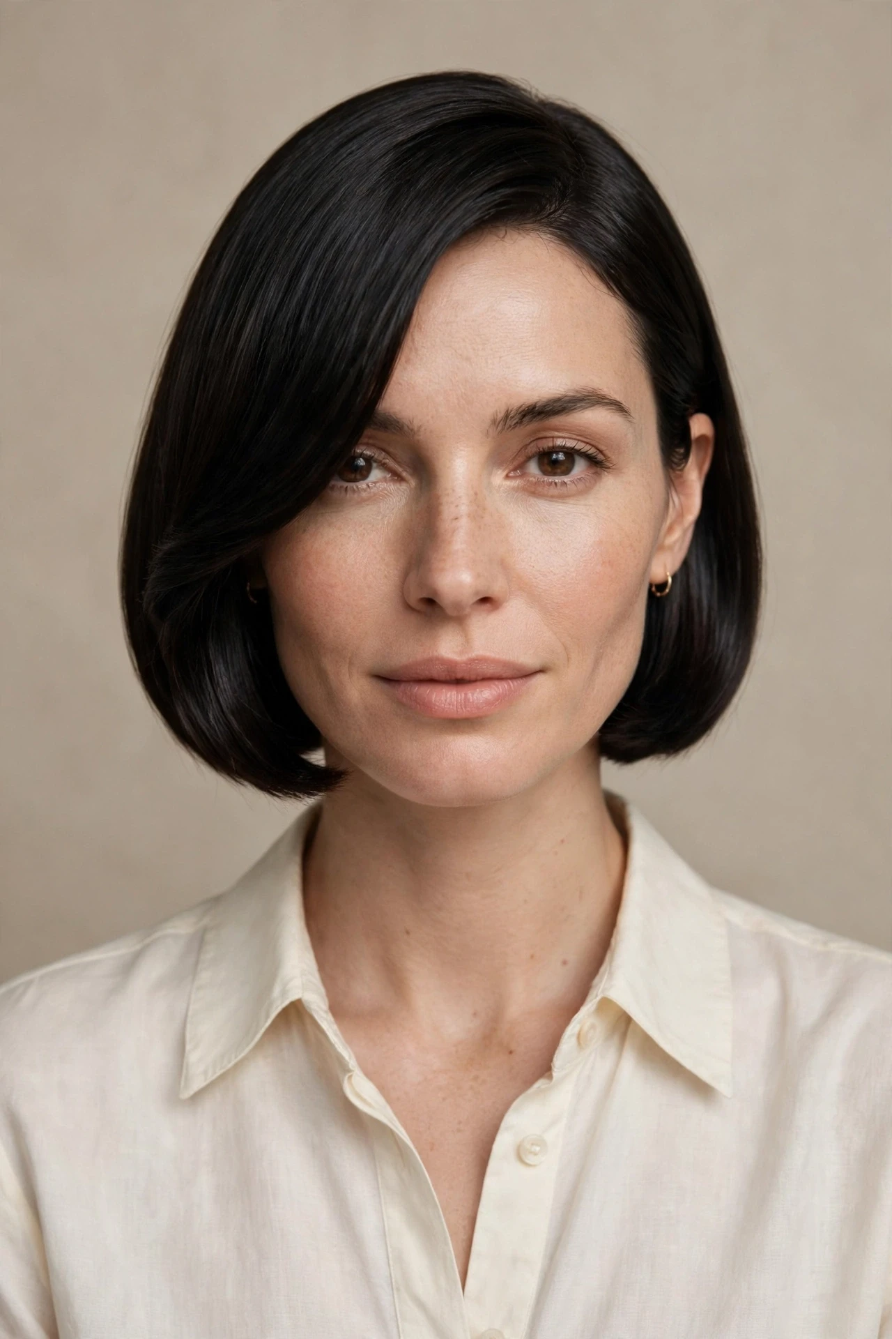 Classic sleek Prada bob with a polished jaw length finish